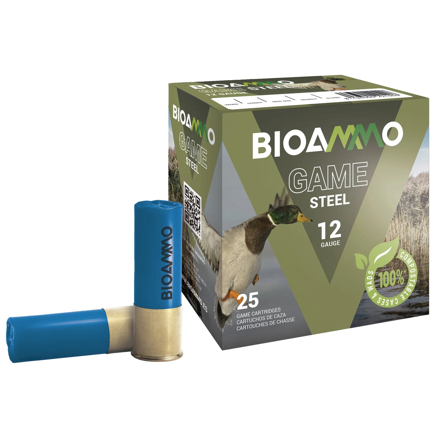 Winchester Ammunition, BIOAMMO, WATERFOWL, 12 Gauge, 2.75", #4, 1 1/16 oz, Steel Shotshell (25 Round Box)