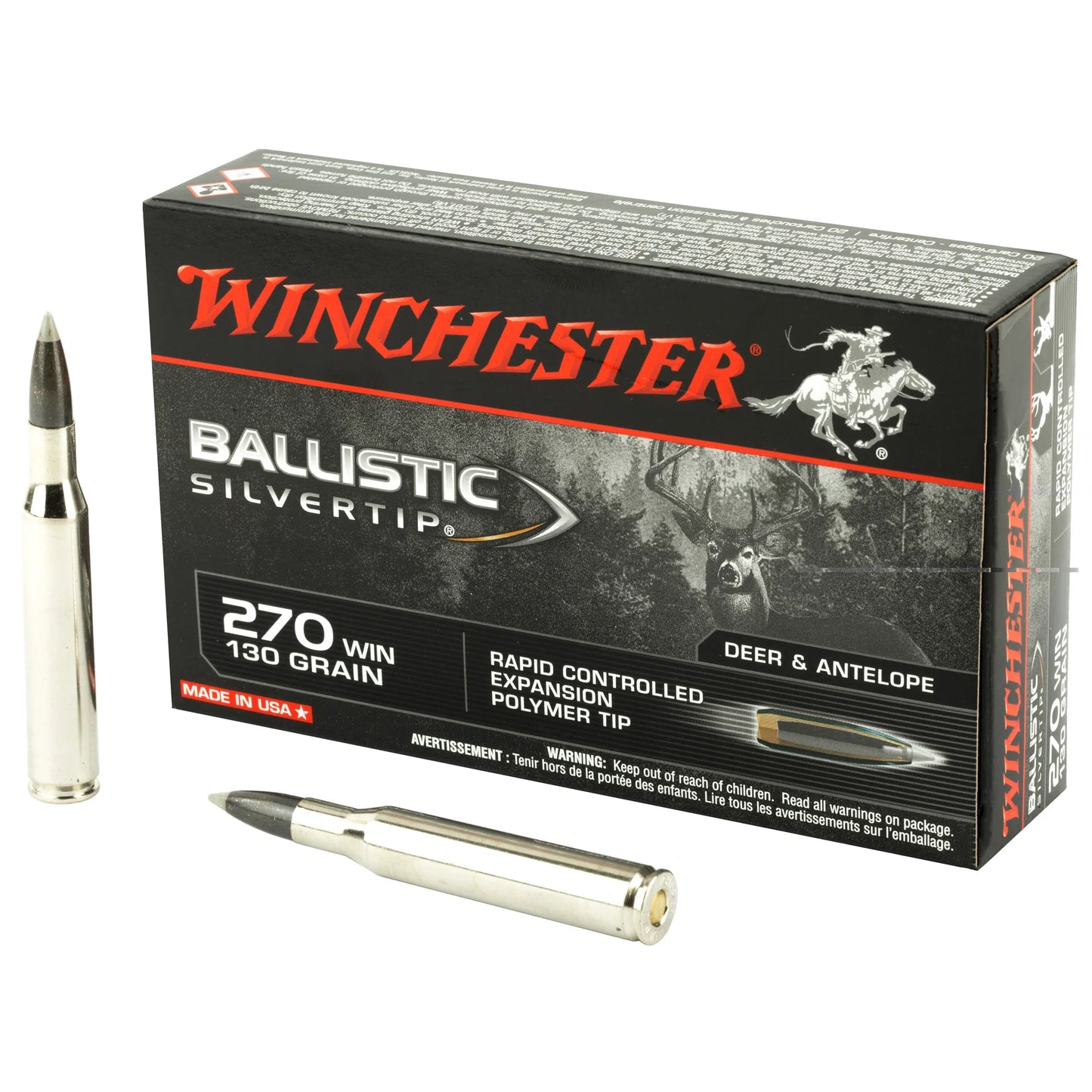 Winchester Ammunition, Ballistic Silvertip, 270 Win, 130 Grain (20 Round Box)