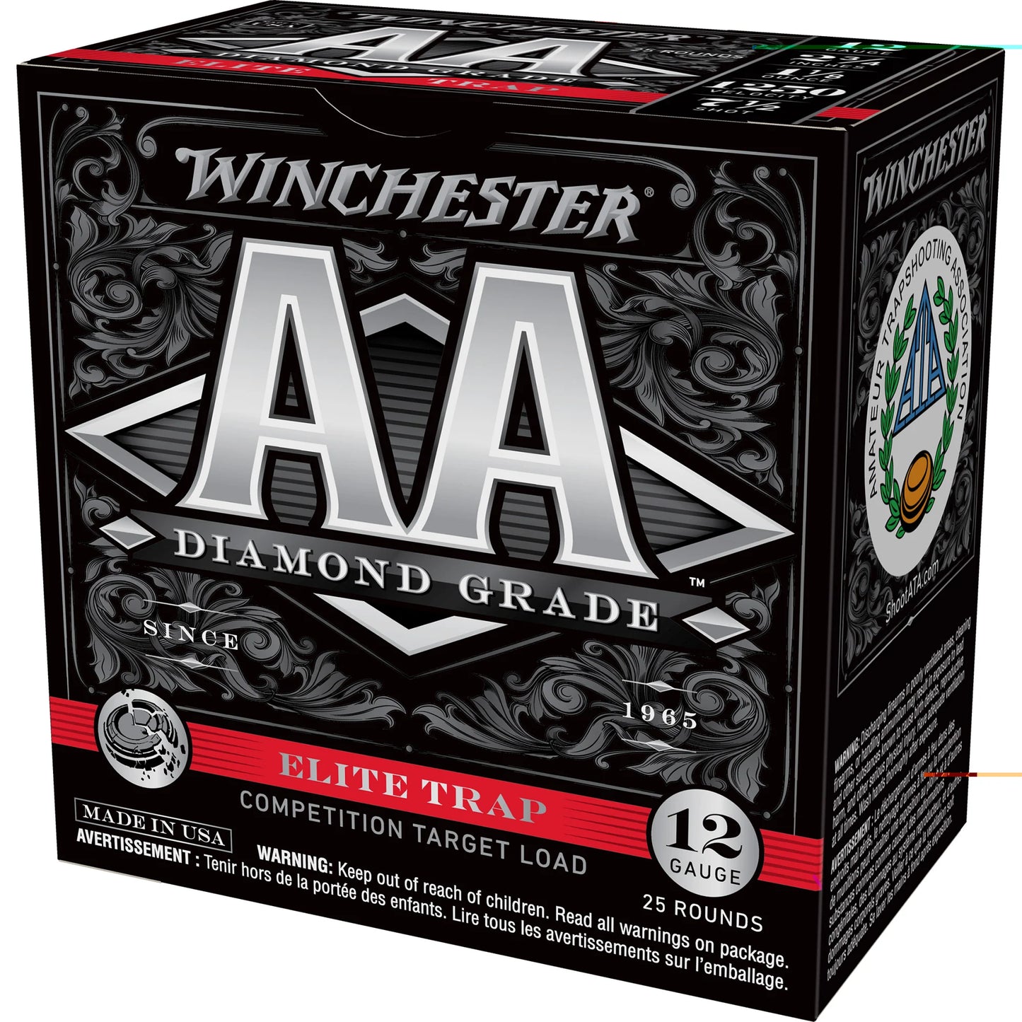 Winchester Ammunition, AA Diamond Grade, 12 Gauge 2.75", #7.5, 1 1/8 oz, Shotshell (25 Round Box)