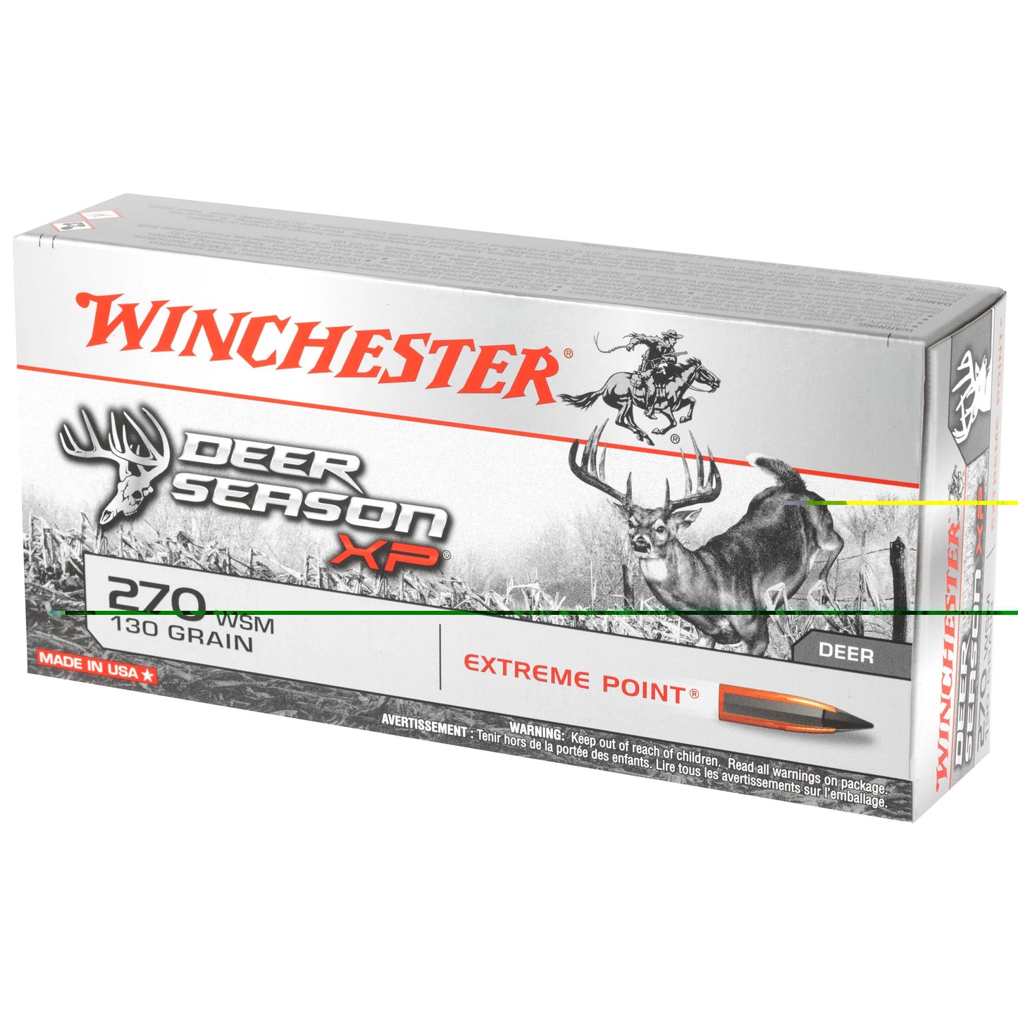 Winchester Ammunition, Deer Season, 270 Winchester Short Magnum, 130 Grain, Extreme Point Polymer Tip (20 Round Box)