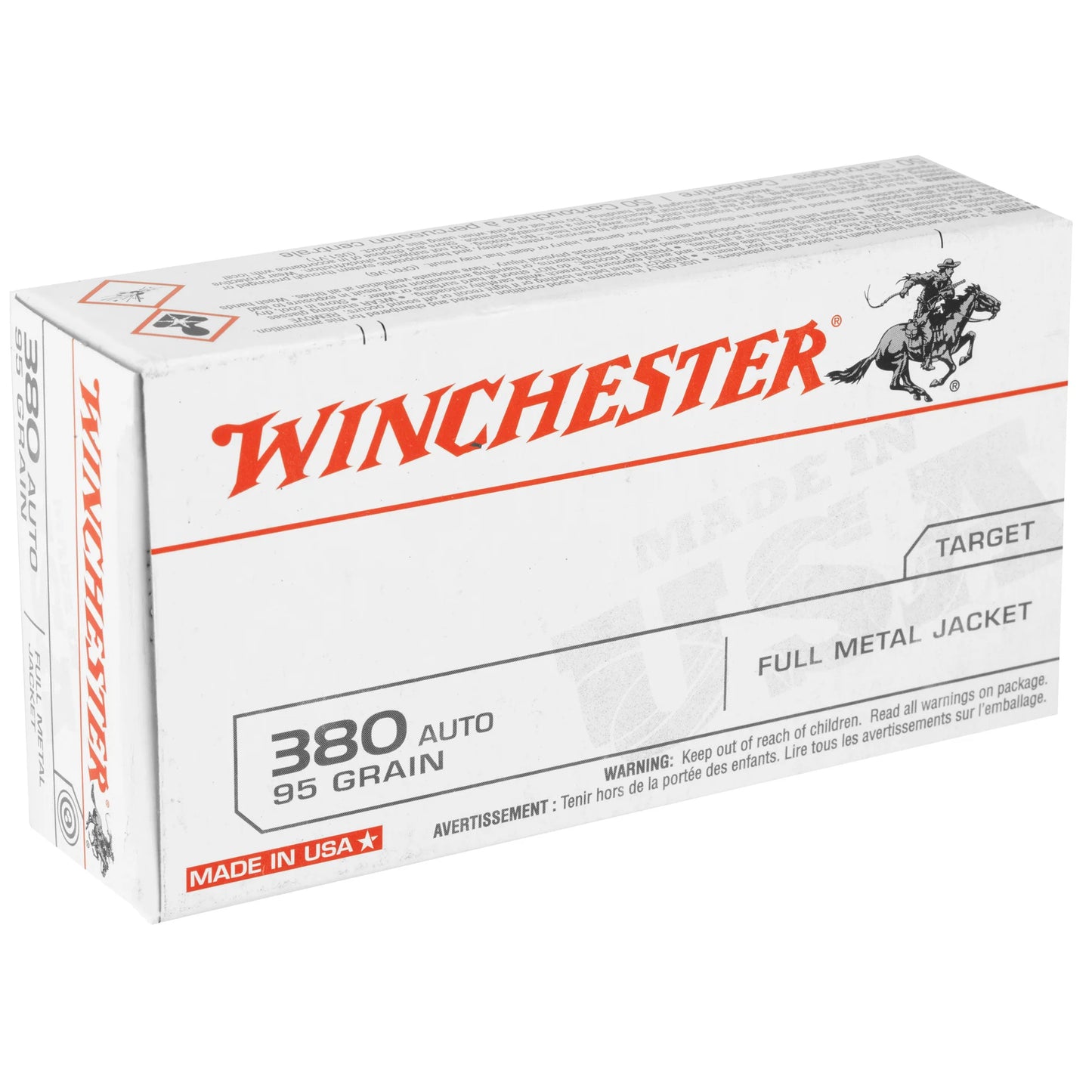 Winchester Ammunition, USA, 380 ACP, 95 Grain | FMJ | (50 Round Box)