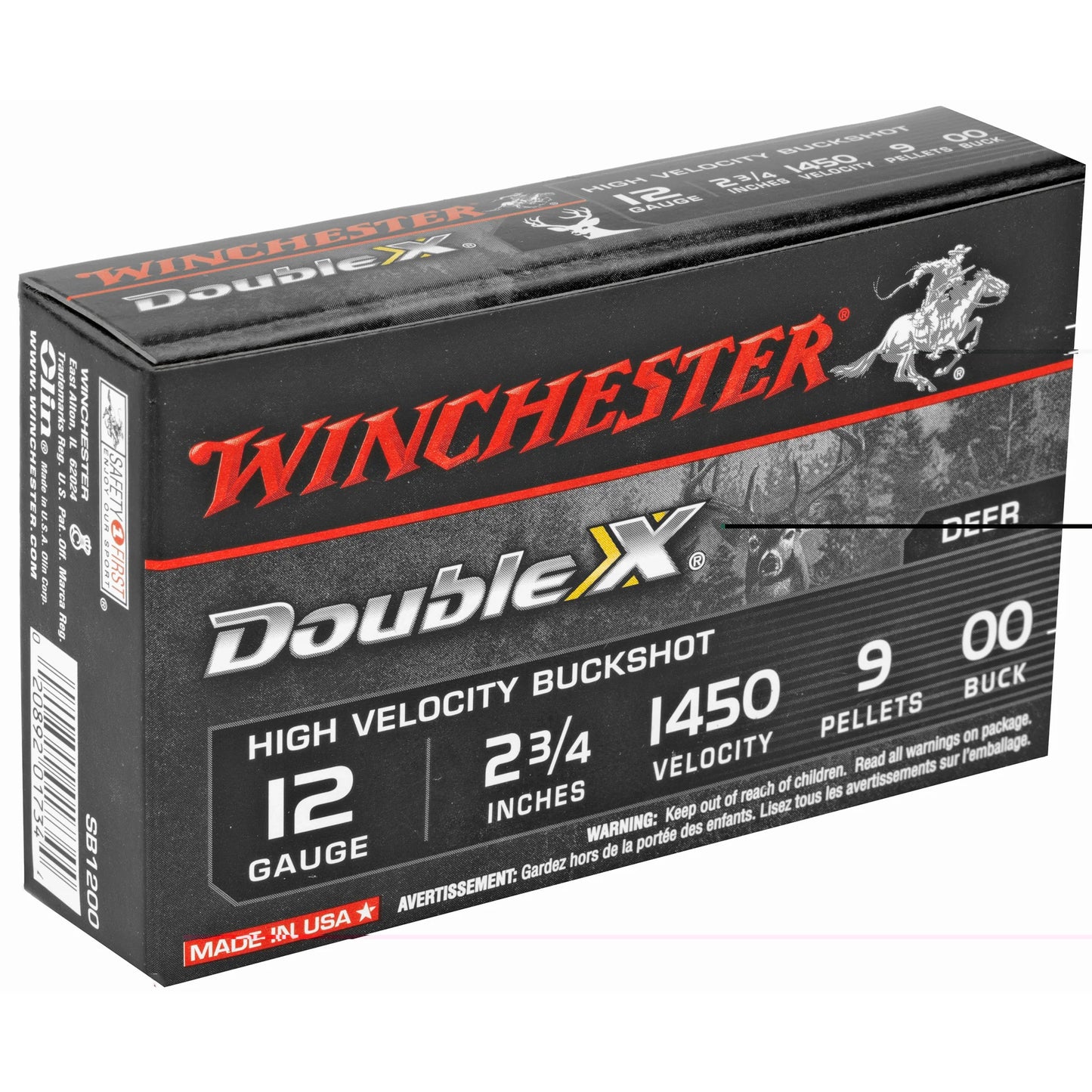 Winchester Ammunition, Double X, 12 Gauge, 2.75", 00 Buck, Buckshot, 9 Pellets (5 Round Box)