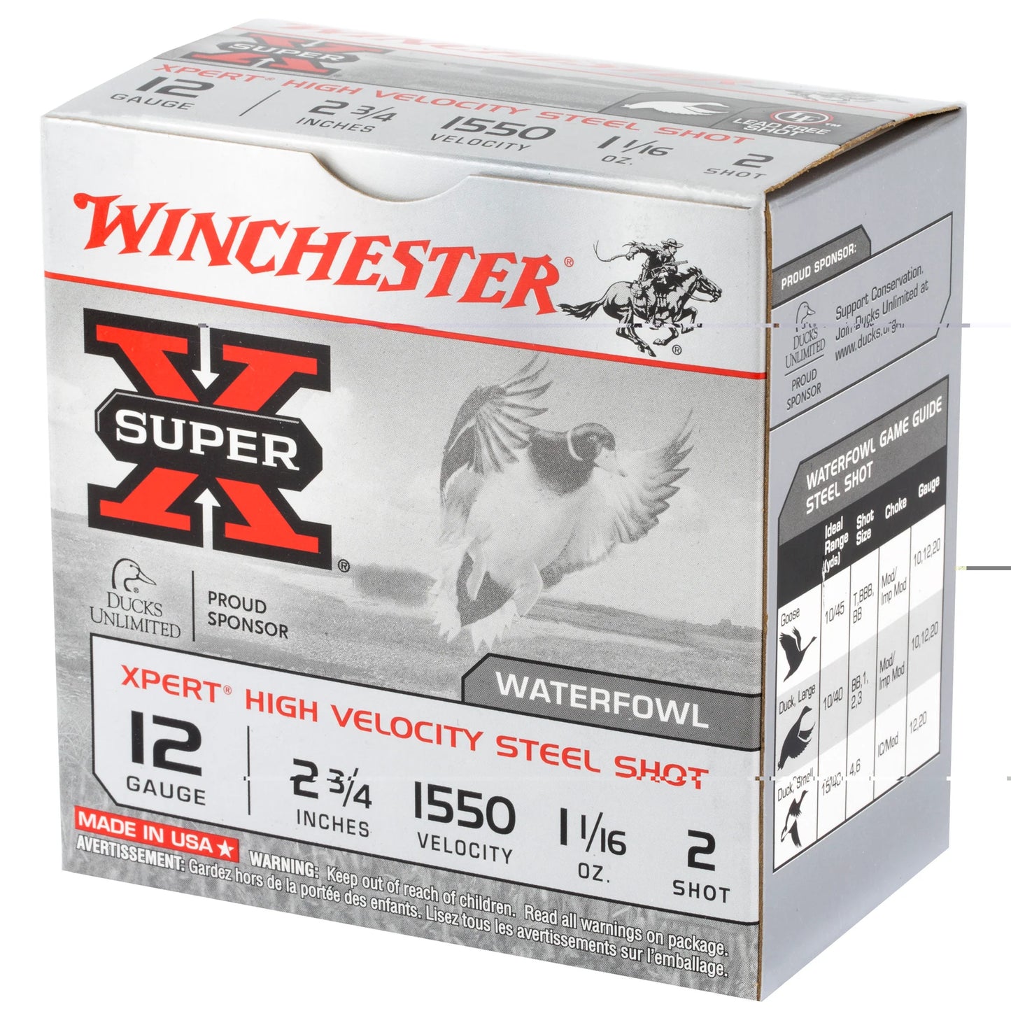 Winchester Ammunition, Xpert HI-Velocity, Steel, 12 Gauge, 2.75", #2, 1.06 oz., Steel Shot, Lead Free (25 Round Box)