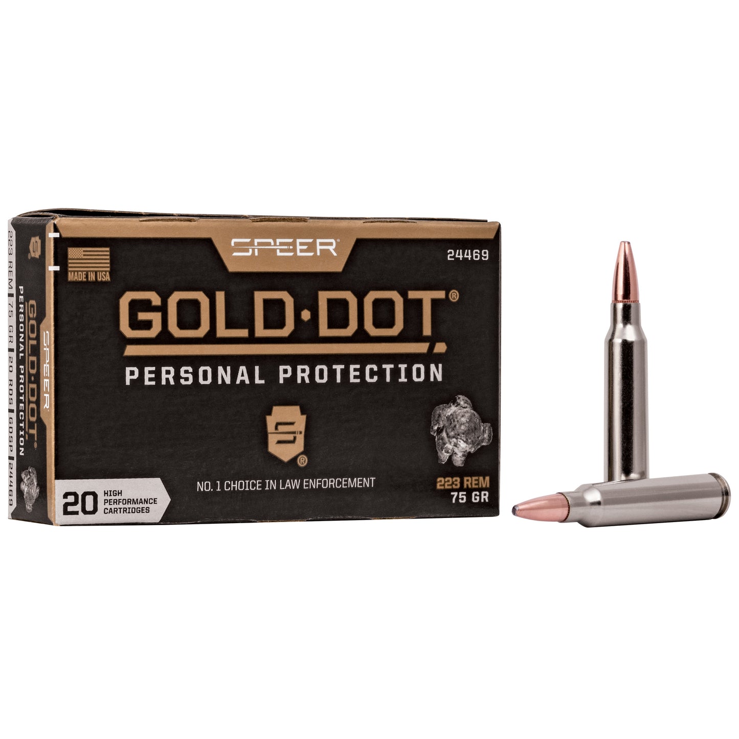 Speer Ammunition, Speer Gold Dot, 223 Remington, 75Gr, Gold Dot Hollow Point, 20 Round Box