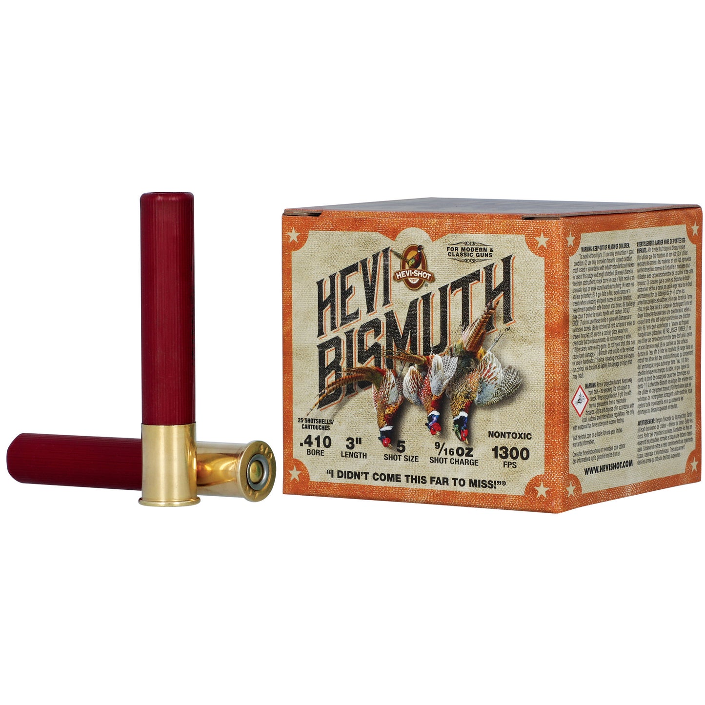 HEVI-Shot, Hevi-Bismuth Upland, 410 Bore, 3" Chamber, #5 Shot, Steel Pellets (25 Round Box)