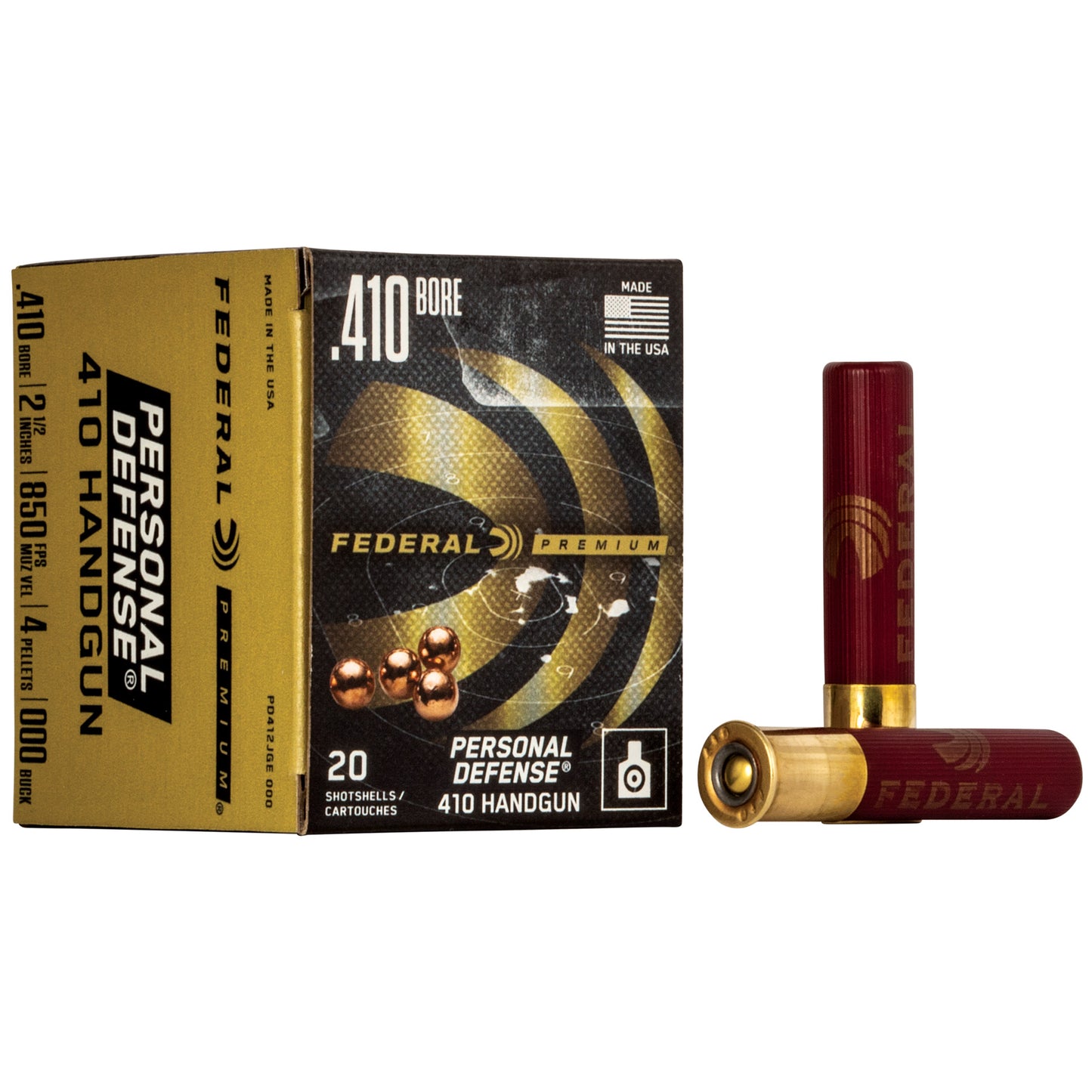 Federal, Personal Defense, 410 Gauge 2.5", 000 Buck, Buckshot, 4 Pellets (20 Round Box) Designed for Handgun