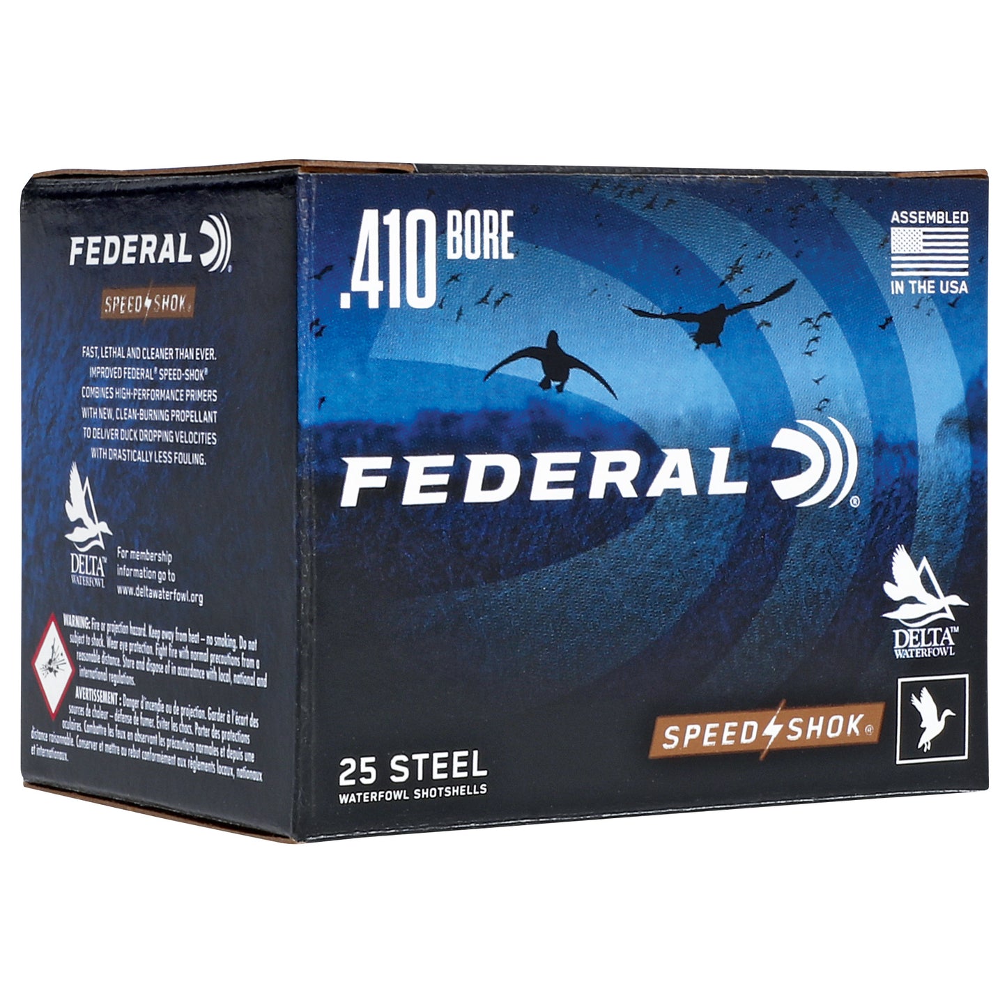 Federal, Speed-Shok Hight Velocity Steel Shot, .410 Gauge,. 3", #6, 3/8 oz, Steel Shot (25 Round Box)