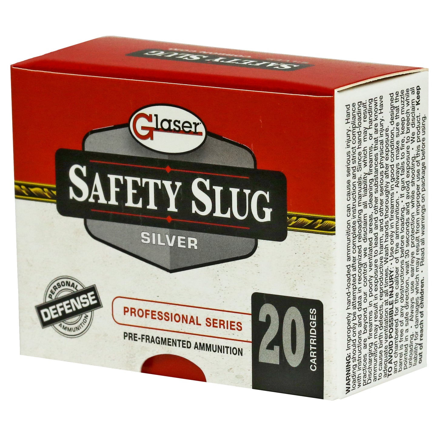 Glaser, Silver, 9MM, 80 Grain, Pre-Fragmented, +P, (20 Round Box)