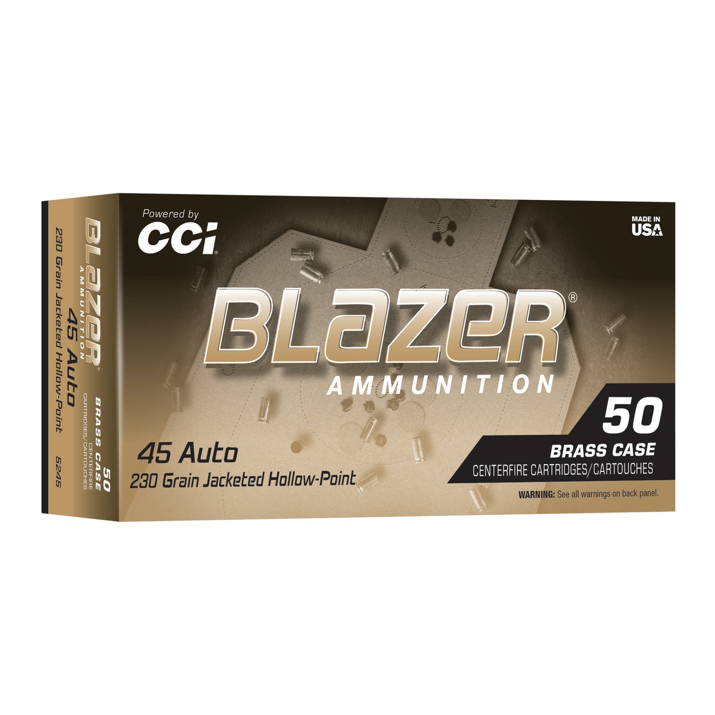 Blazer Ammunition, Blazer Brass Hollow Point, 45 ACP, 230 Grain | JHP | (50 Round Box)