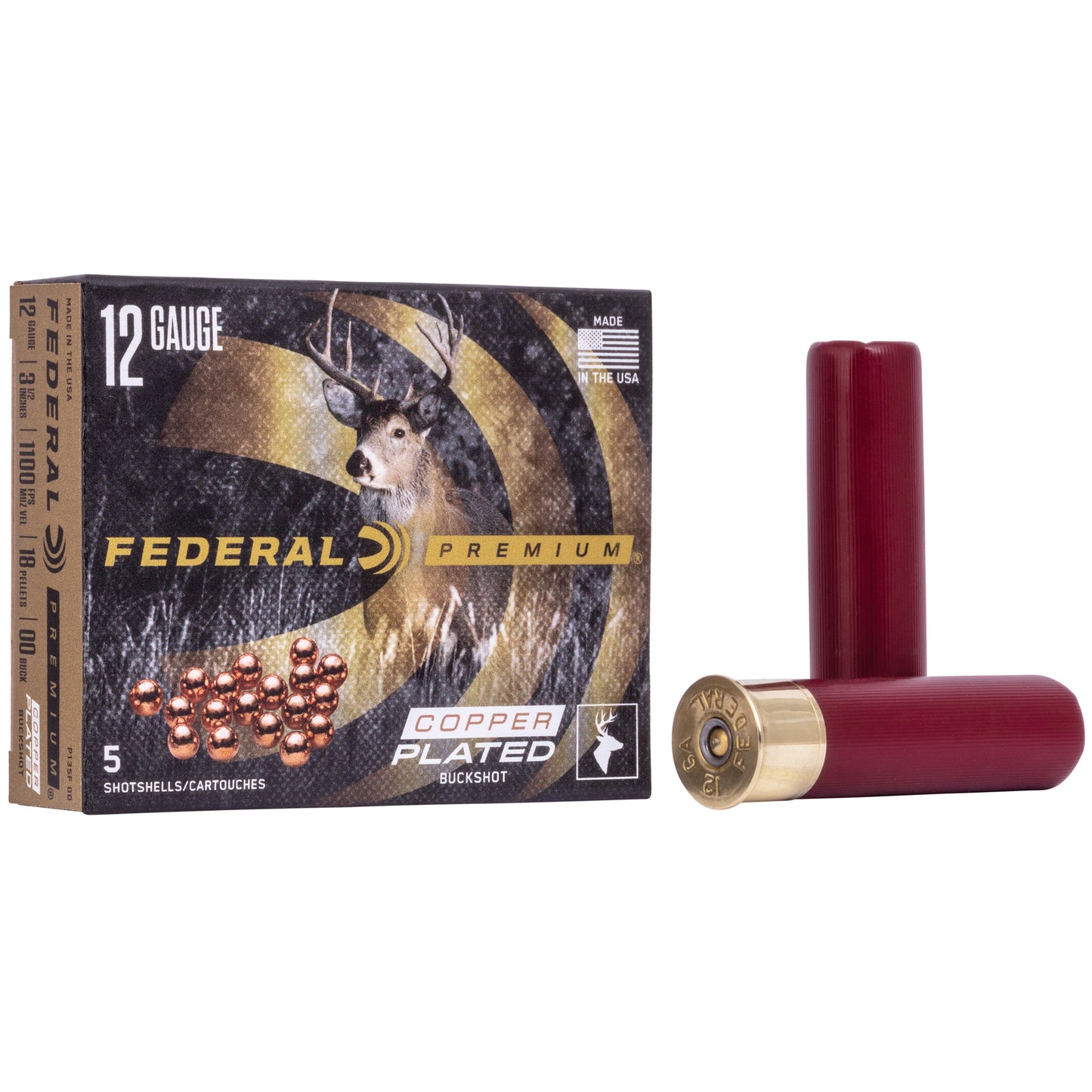 Federal, Premium, Vital Shok, 12 Gauge 3.5", 00 Buck, 2 1/4oz, Buckshot, 18 Pellets (5 Round Box)