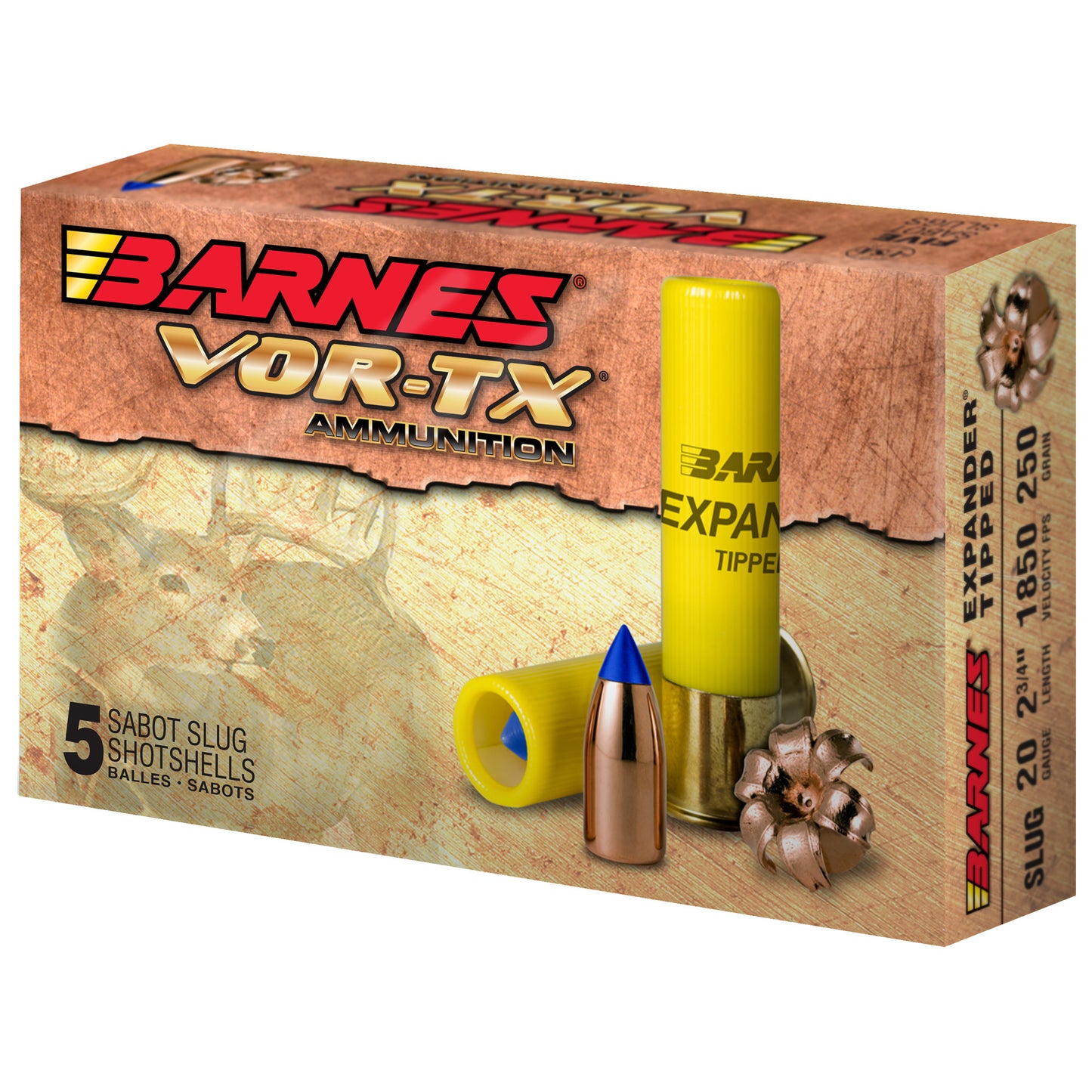 Barnes, VOR-TX, 20 Gauge 2.75", 250 Grain Slug, Shotshell (5 Round Box)