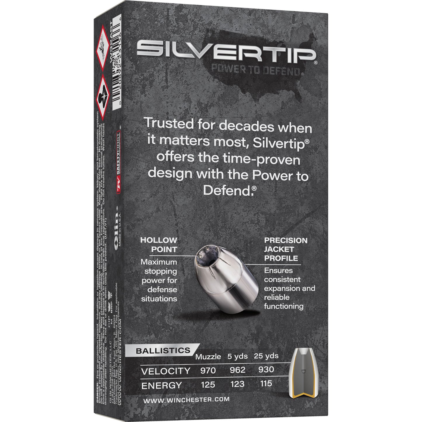 Winchester Ammunition, SILVERTIP, 32 Auto, 60 Grain, Jacketed Hollow Point (50 Round Box)