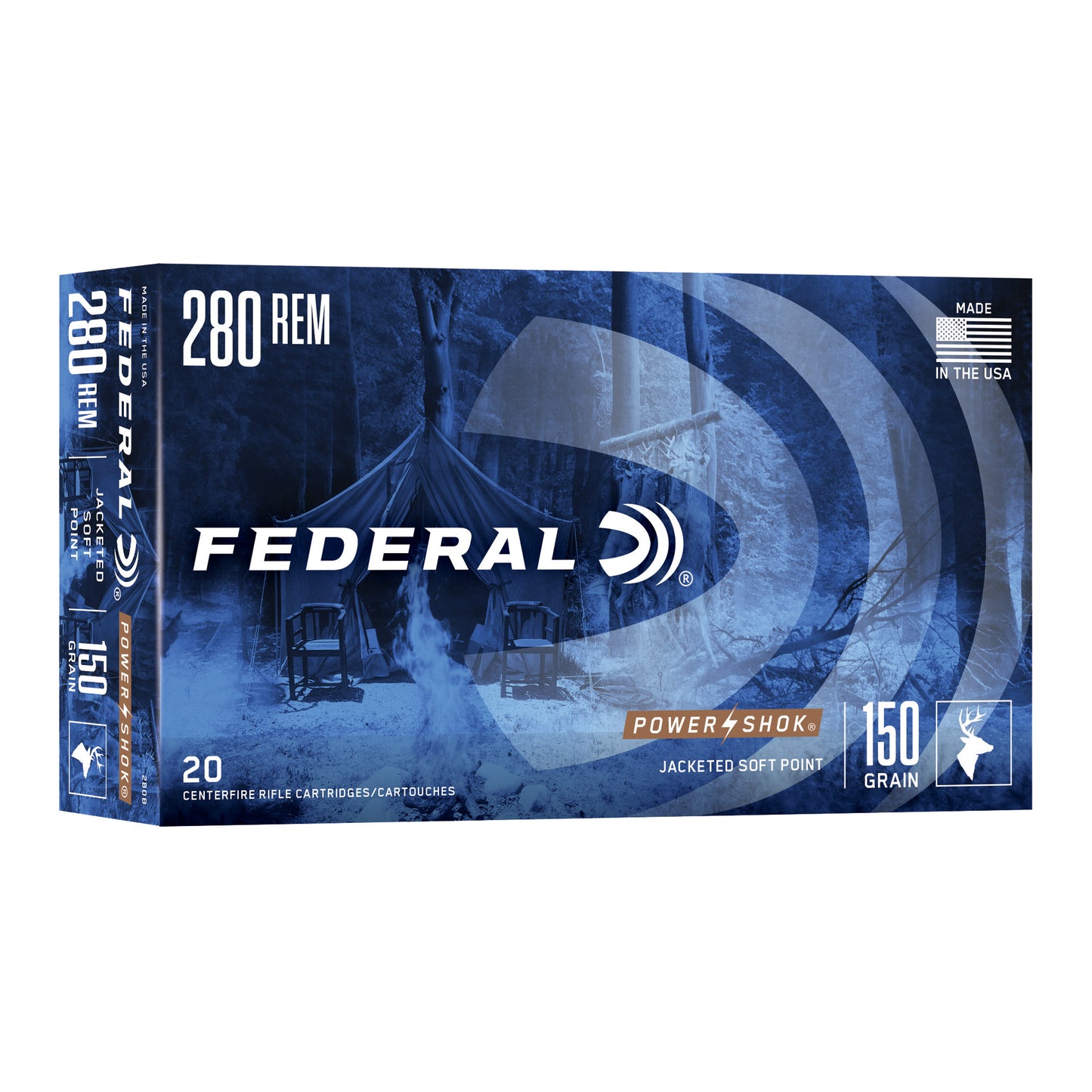 Federal, PowerShok, 280 Remington, 150 Grain, Soft Point (20 Round Box)