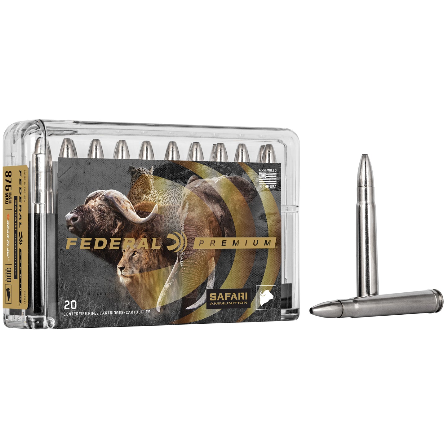 Federal, Premium Safari, CapeShok, 375H&H, 300 Grain, Trophy Bonded Bear Claw, (20 Round Box)
