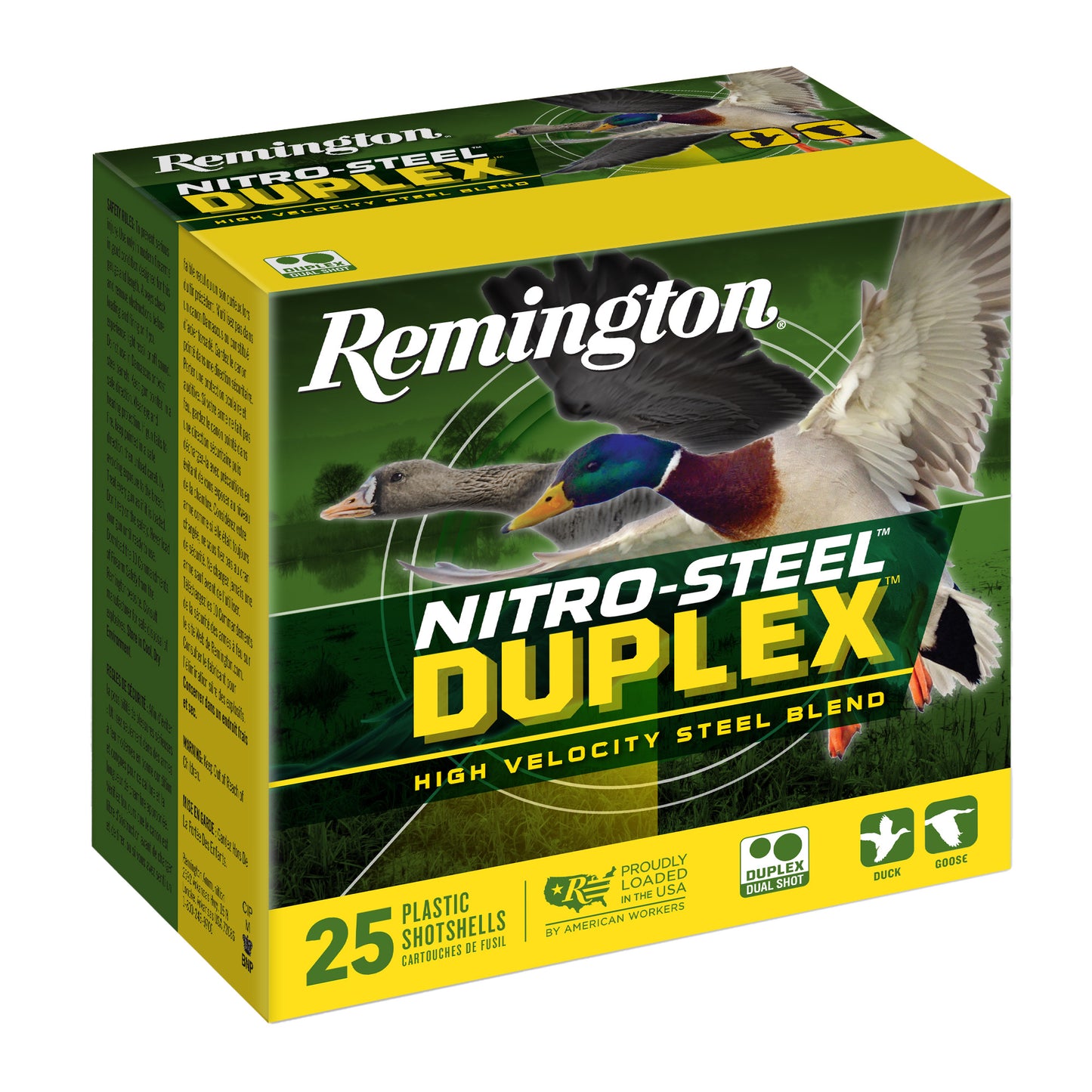 Remington, Nitro Steel Duplex Magnum, 12 Gauge, 3", BB and #2, Zinc-Plated Steel (25 Round Box)