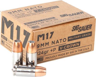 ELITE V-CROWN JHP 20RD 10BX/CSSIG M17 9MM LUGER +P 124GR
