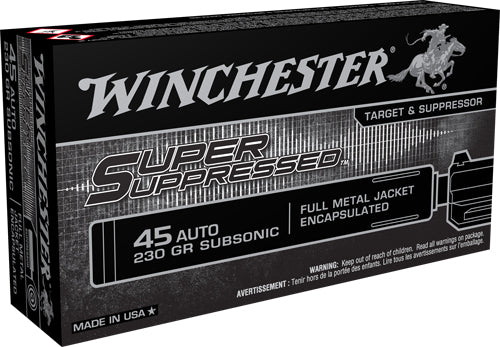 45 ACP 230GR FMJ 50RD 10BX/CS WINCHESTER SUPER SUPPRESSED