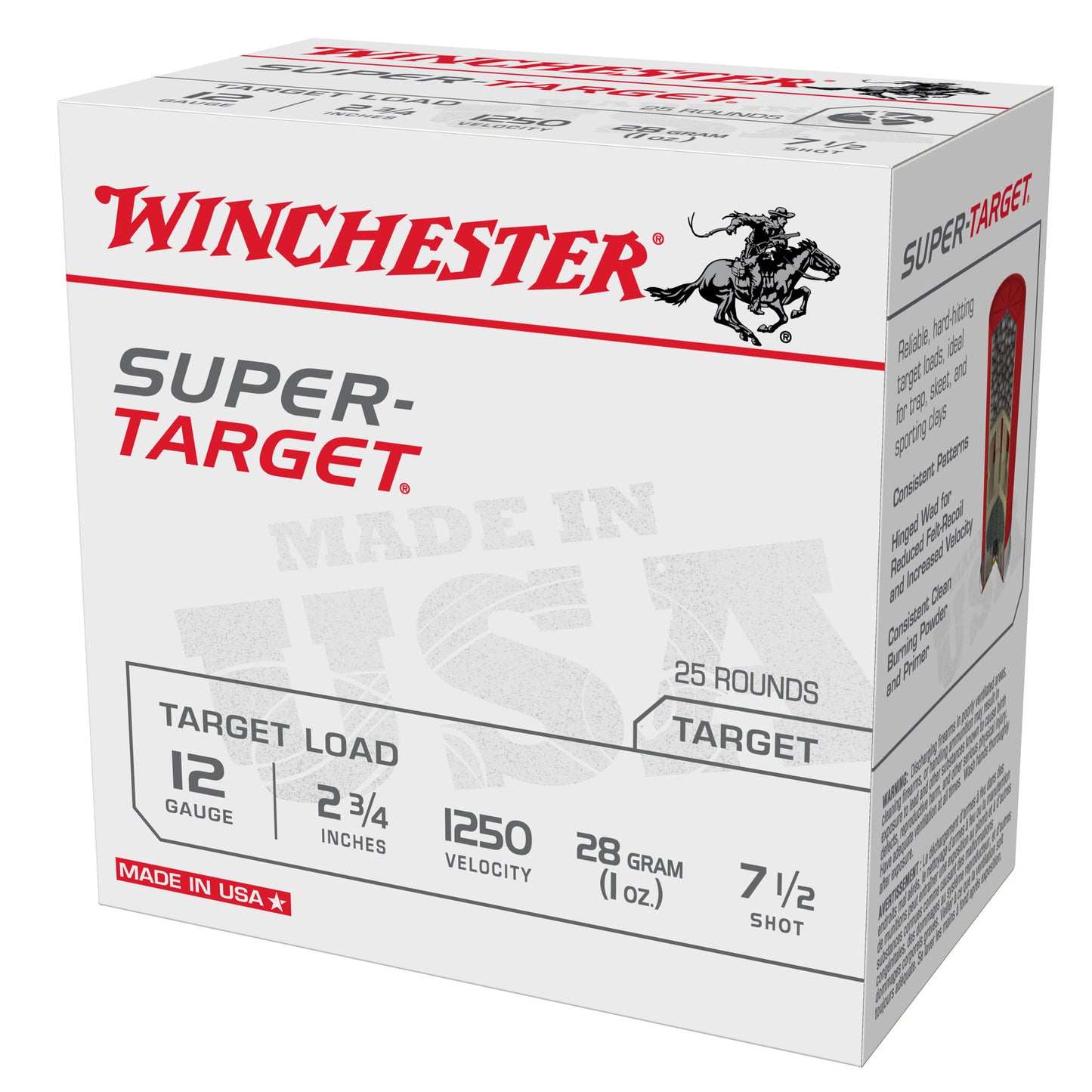 Winchester Ammunition, SUPER-TARGET, TARGET LOAD, 12 Gauge 2.75", #7.5, 1 oz, Shotshell (25 Round Box)