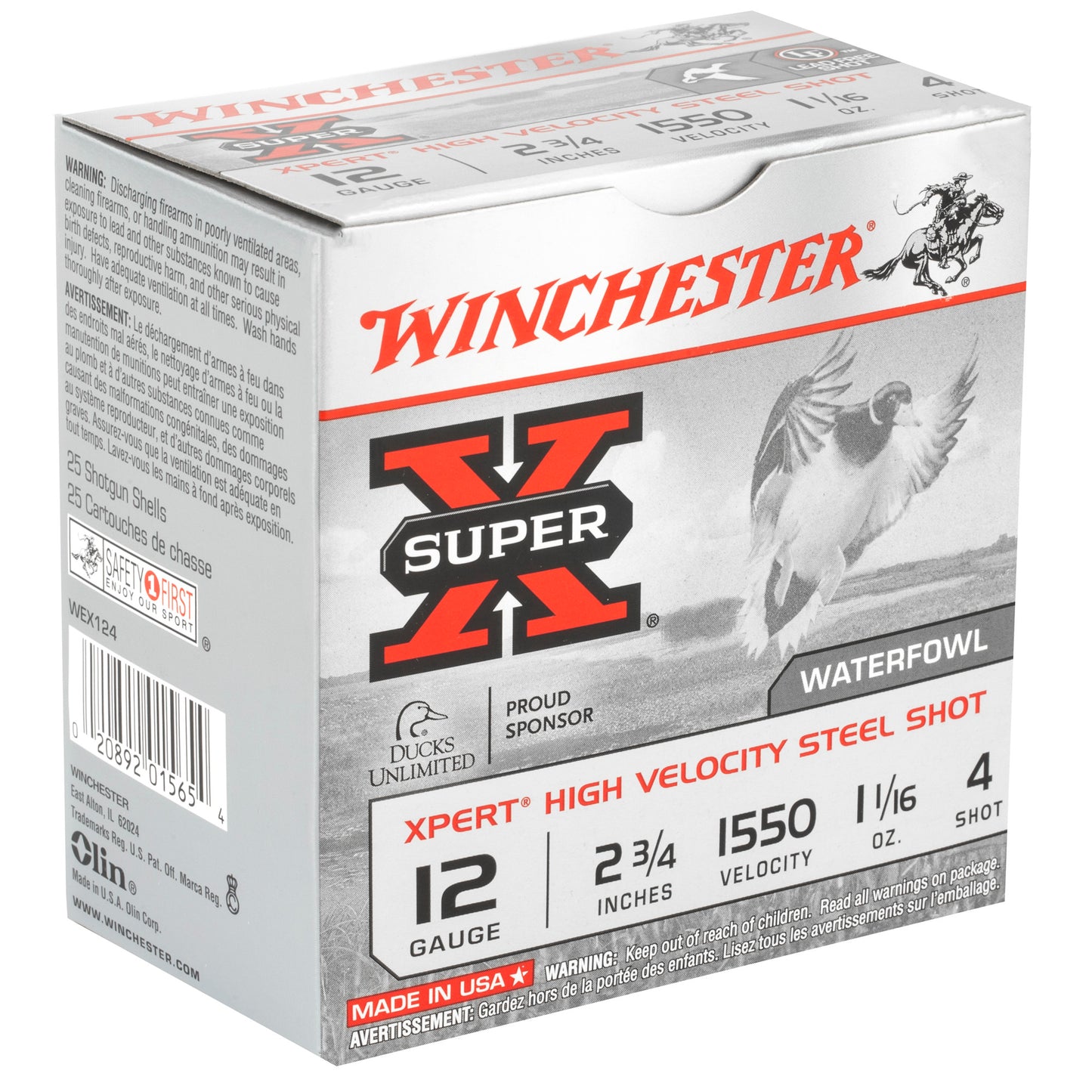 Winchester Ammunition, Xpert HI-Velocity, Steel, 12 Gauge, 2.75", #4, 1.06 oz., Steel Shot, Lead Free (25 Round Box)