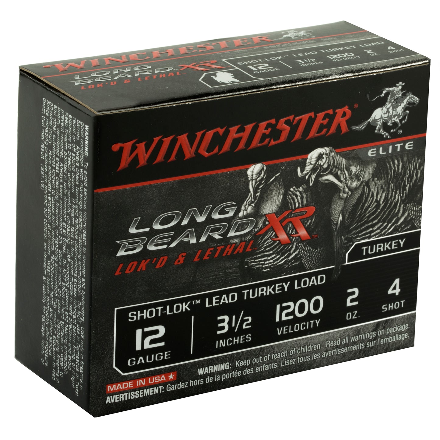 Winchester Ammunition, Long Beard XR, 12 Gauge, 3.5" Chamber, #4, 2 oz, Shotshell Shot-Lok with Lead Shot (10 Round Box)