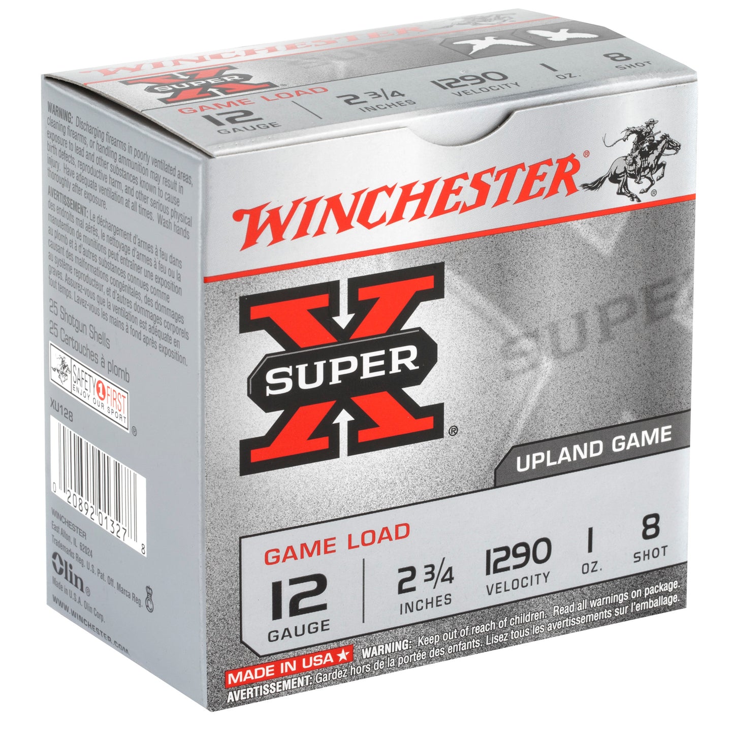 Winchester Ammunition, Super-X, 12 Gauge, 2.75", Game Load, #8, 1 oz., Shotshell (25 Round Box)