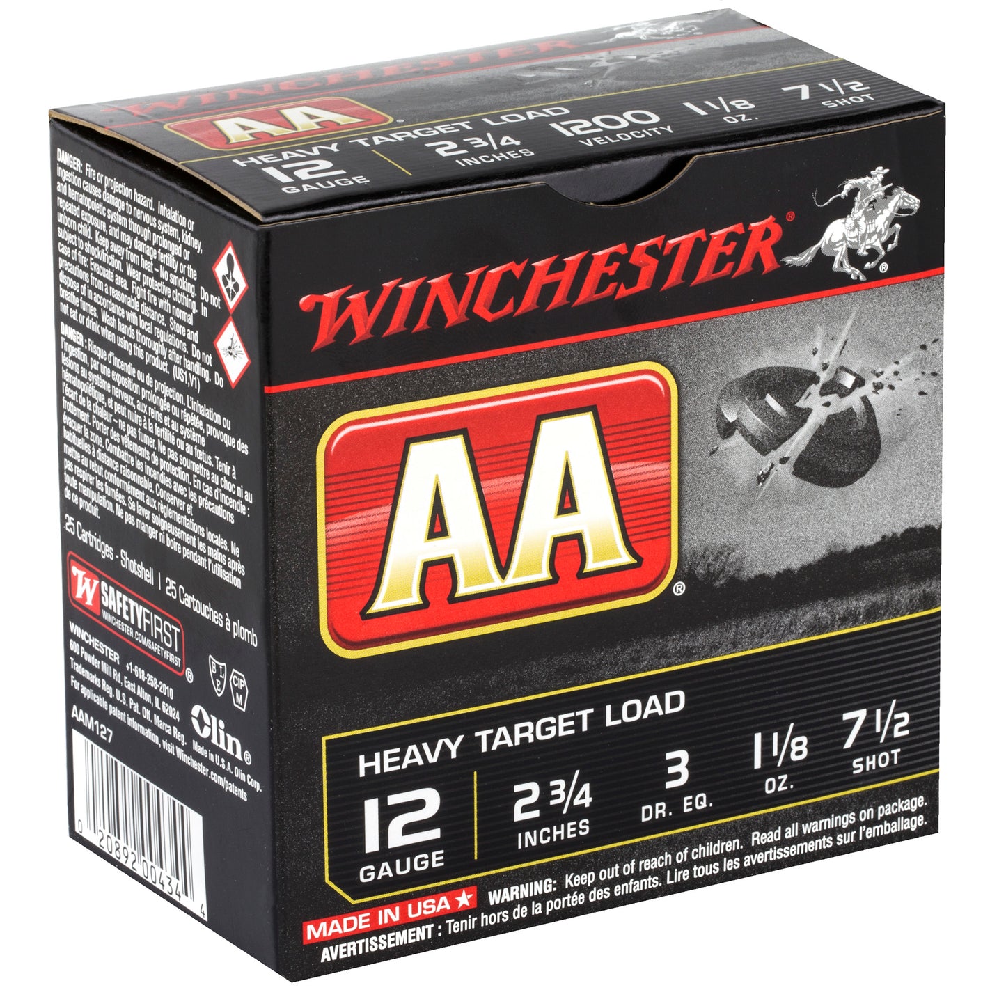 Winchester Ammunition, AA Heavy Target Load, 12 Gauge, 2.75", #7.5, 1 1/8 oz, Shotshell (25 Round Box)