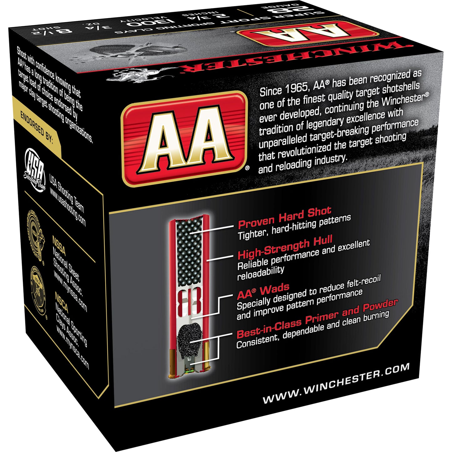 Winchester Ammunition, AA Supersport Sporting Clay, 28 Gauge 2.75", #8.5, 3/4 oz. (25 Round Box)