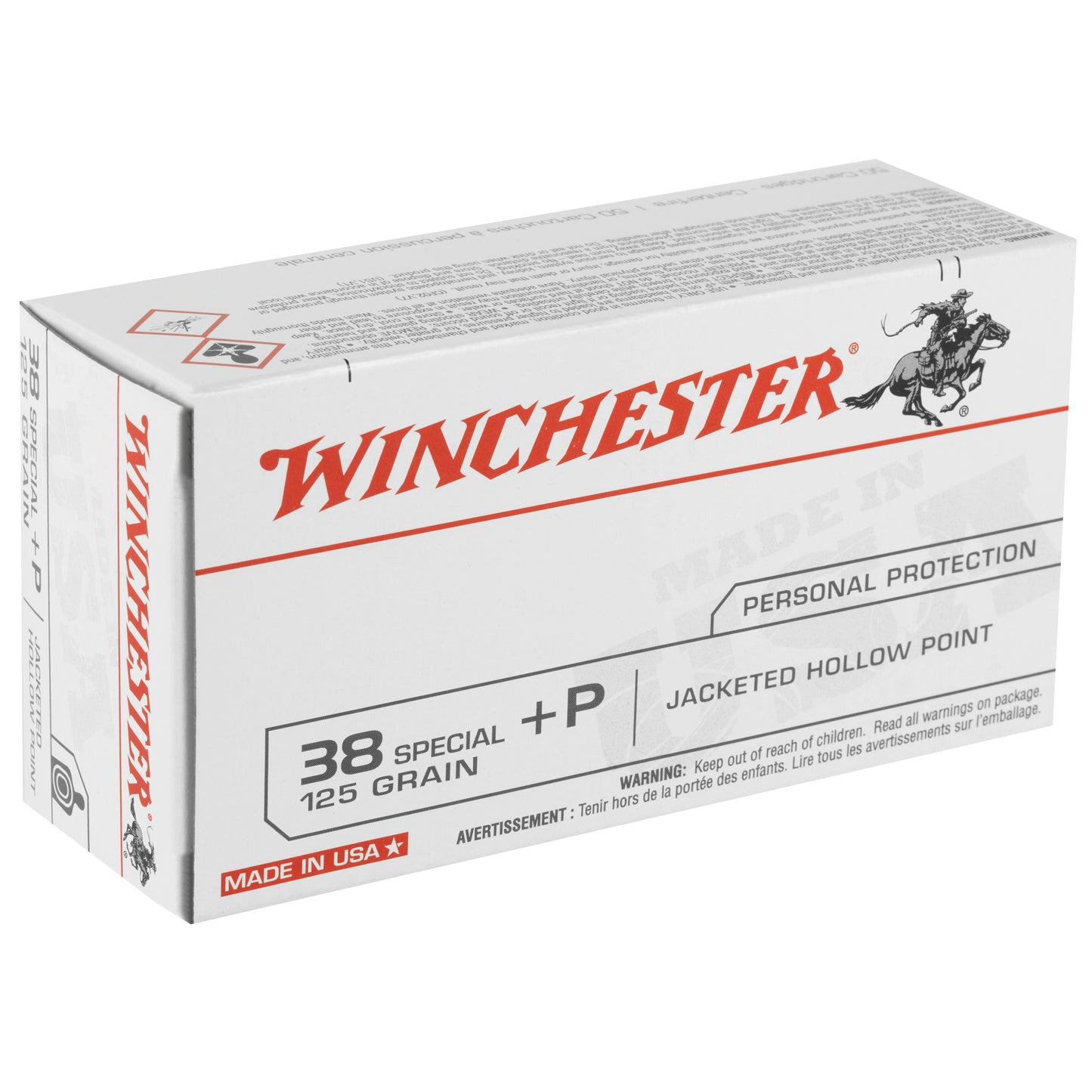 Winchester Ammunition, USA, 38 Special +P, 125 Grain | JHP | (50 Round Box)