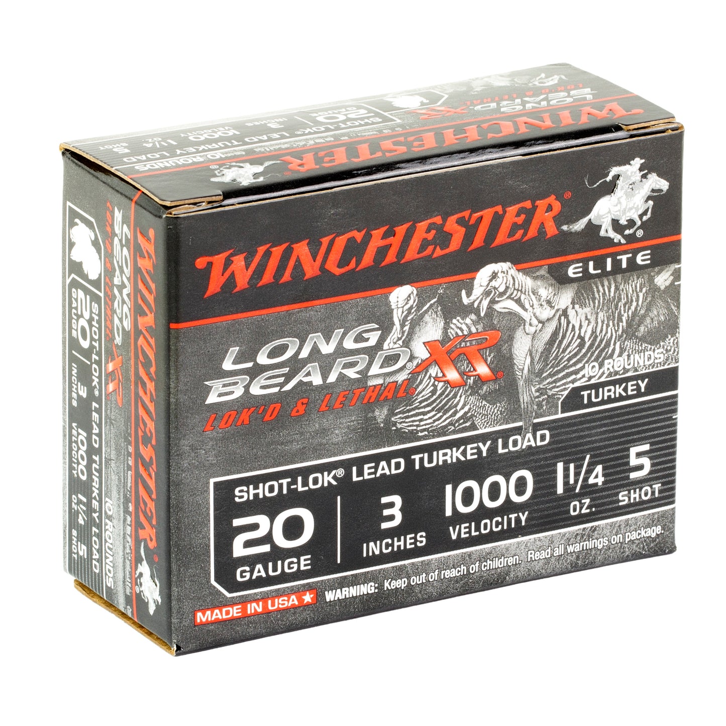 Winchester Ammunition, Long Beard XR, 20 Gauge, 3", #5, 1 1/4 oz, Shotshell, Shot-Lok with Lead Shot (10 Round Box)