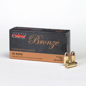 PMC Bronze .32 ACP Handgun Ammo - 71 Grain | FMJ (50 Round Box)