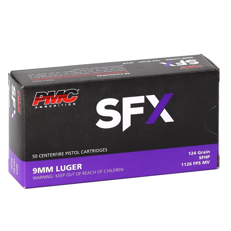 PMC SFX 9mm Luger Handgun Ammo - 124 Grain | SFHP| (50 Round Box)