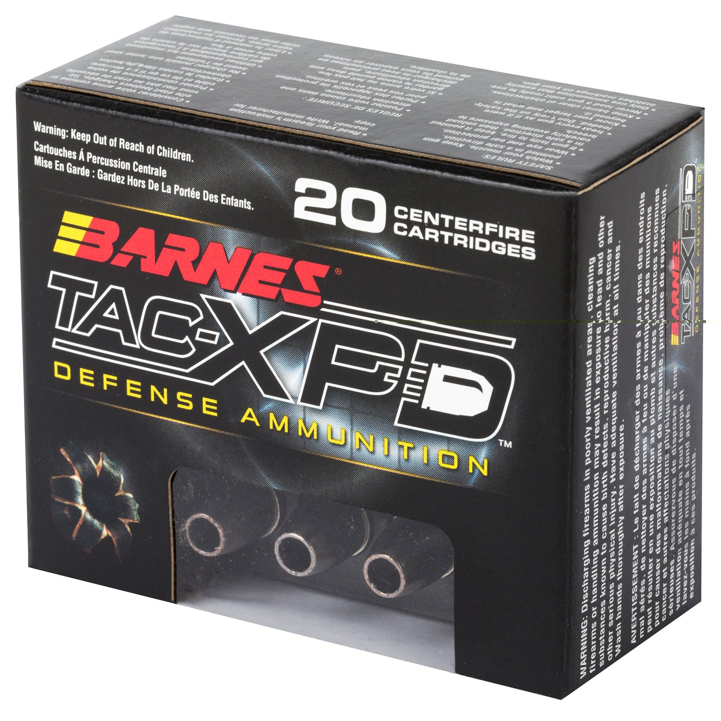 Barnes, TAC-XPD, 9MM+P, 115 Grain, TAC-XP | HP | Lead Free (20 Round Box)