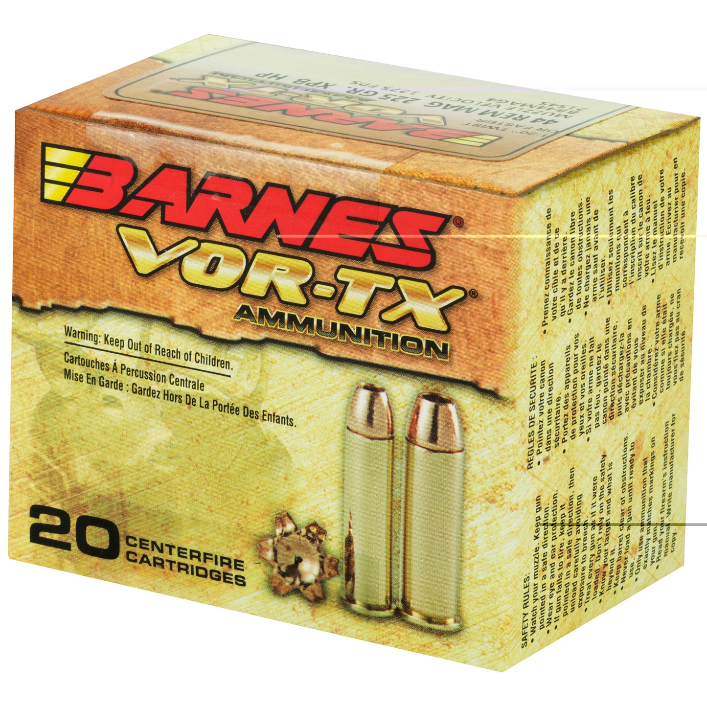 Barnes, VOR-TX, 44 Mag, 225 Grain | XPB | (20 Round Box)