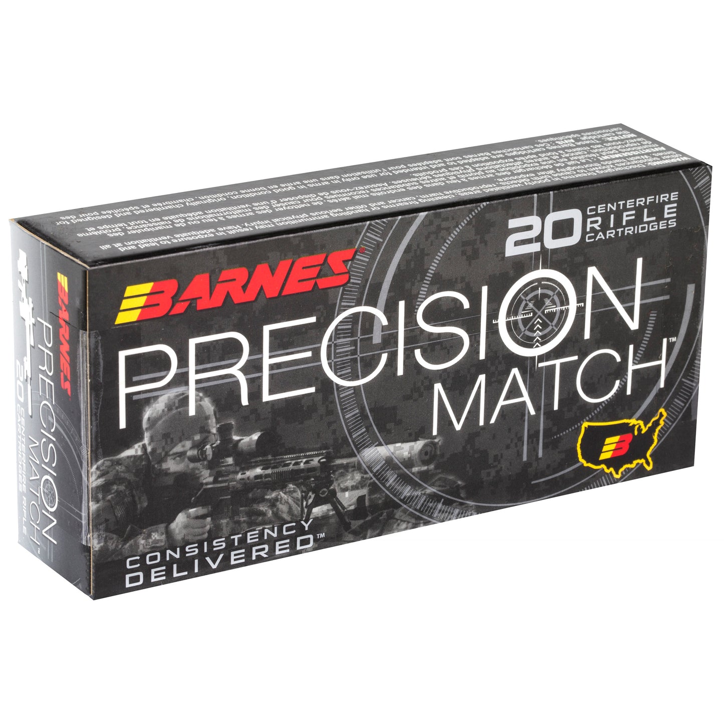 Barnes, Precision Match, 556NATO, 69 Grain, Open Tip Match Boat Tail (20 Round Box)