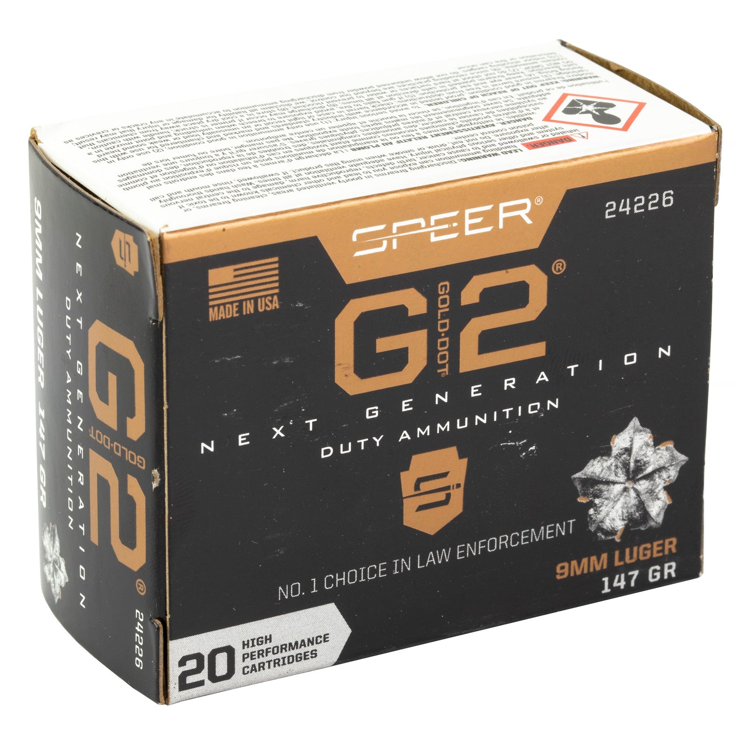 Speer Ammunition, Gold Dot G2, 9MM, 147 Grain | Gold Dot Hollow Point | (20 Round Box)