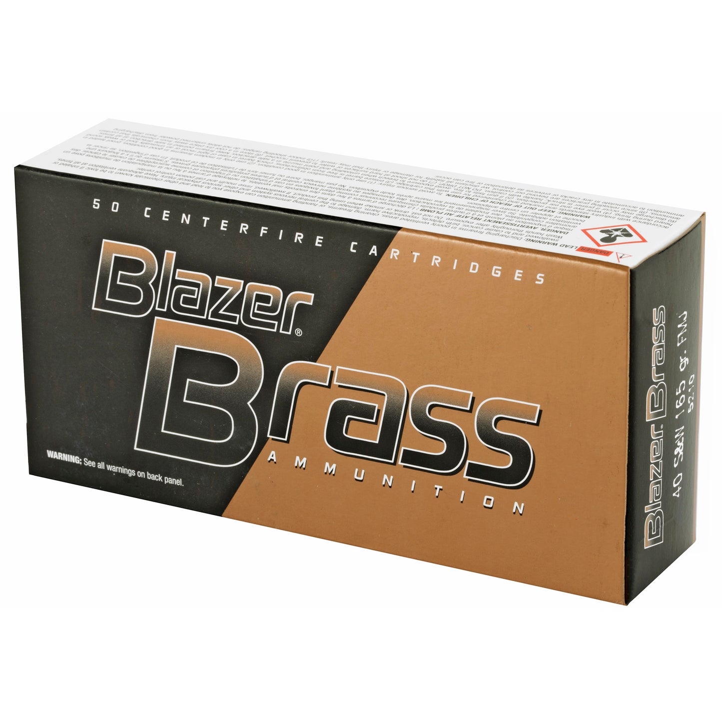 Blazer Ammunition, Blazer Brass, 40 S&W, 165 Grain | FMJ | (50 Round Box)