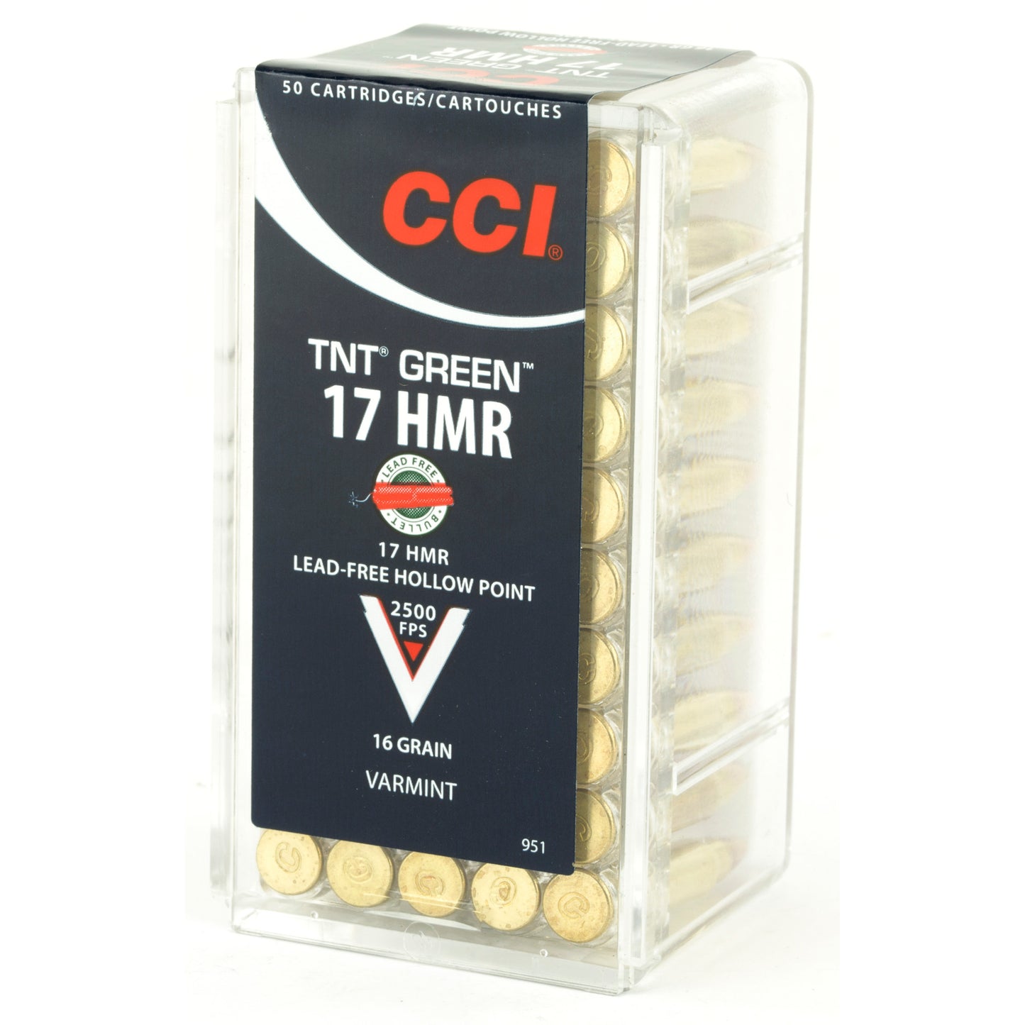 CCI Ammunition, TNTGreen, 17 HMR, 16 Grain, Hollow Point, Lead Free (50 Round Box)