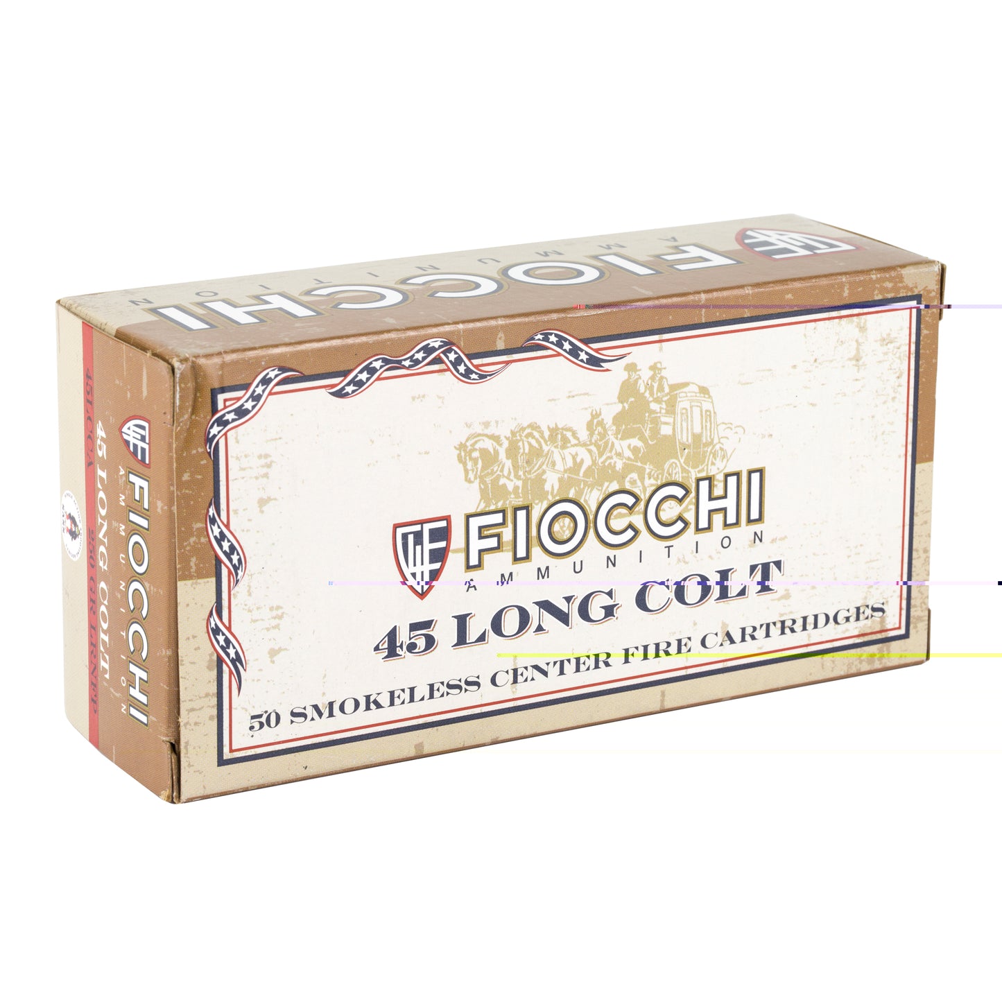 Fiocchi Ammunition, .45 Long Colt, Lead Round Nose Flat Point, LRNFP, 250 Grain, 50 Rounds per Box