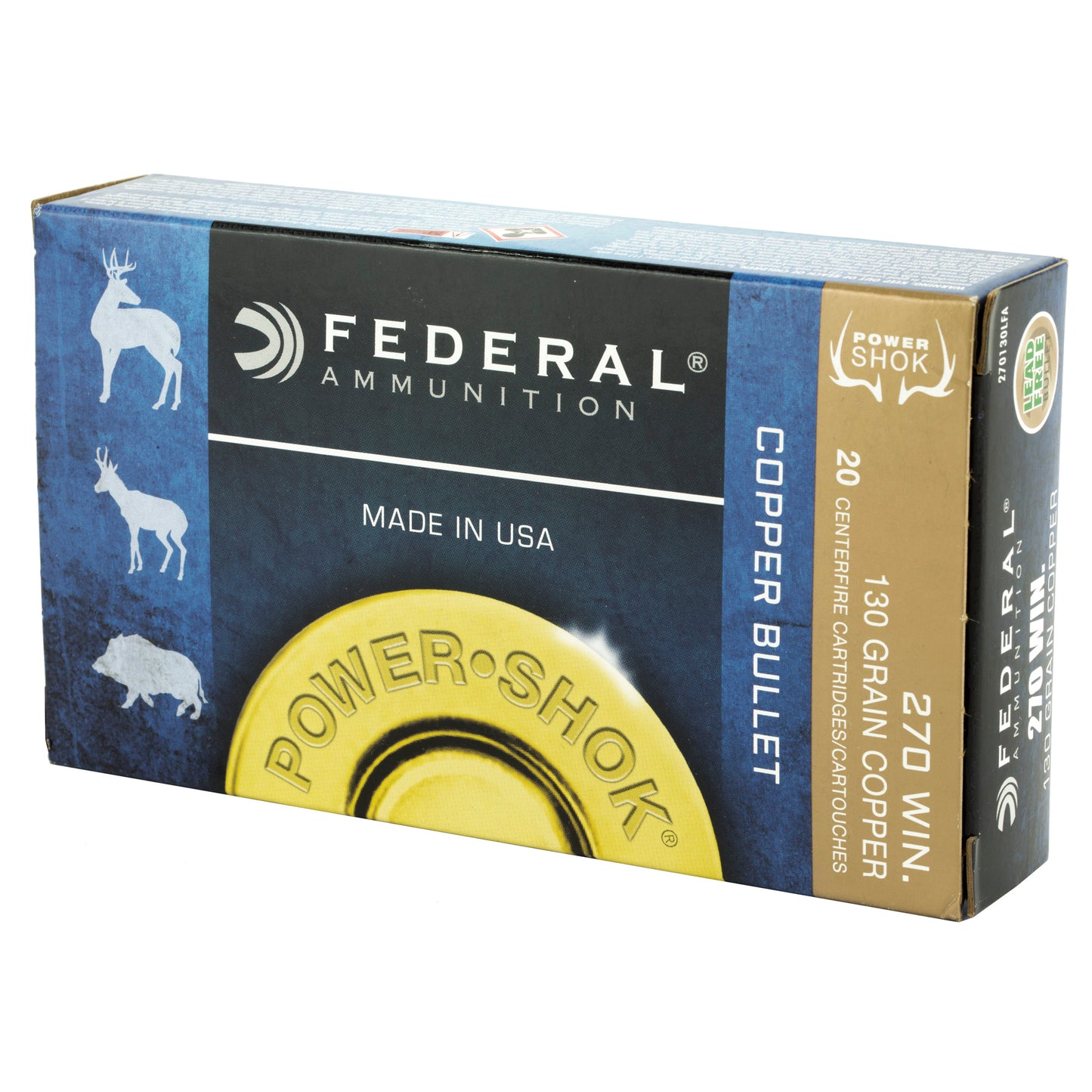Federal, PowerShok, 270 Win, 130 Grain, Copper, Lead Free (20 Round Box)