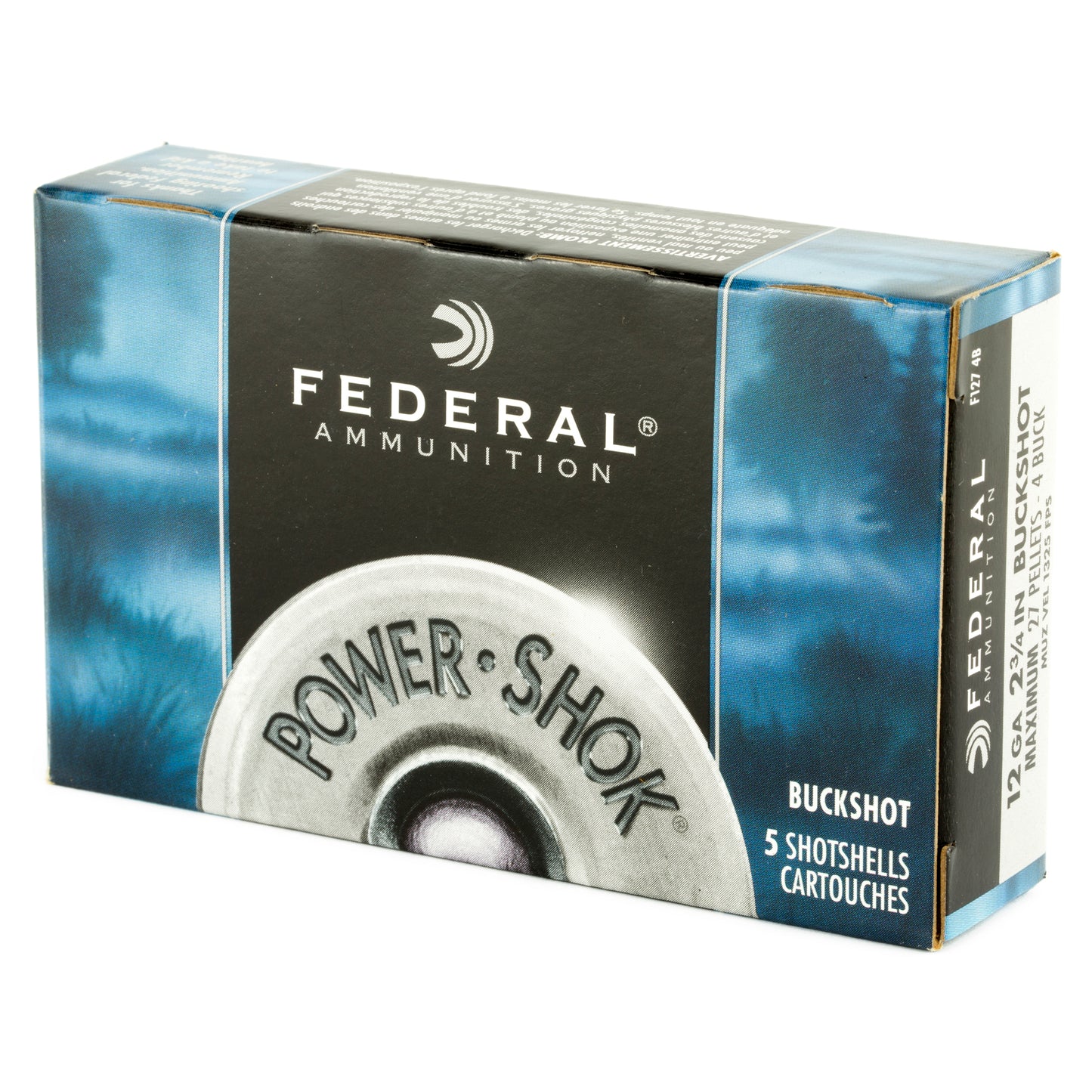 Federal, PowerShok, 12 Gauge, 2.75", 4 Buck, Max Dram, Buckshot, 27 Pellets (5 Round Box)