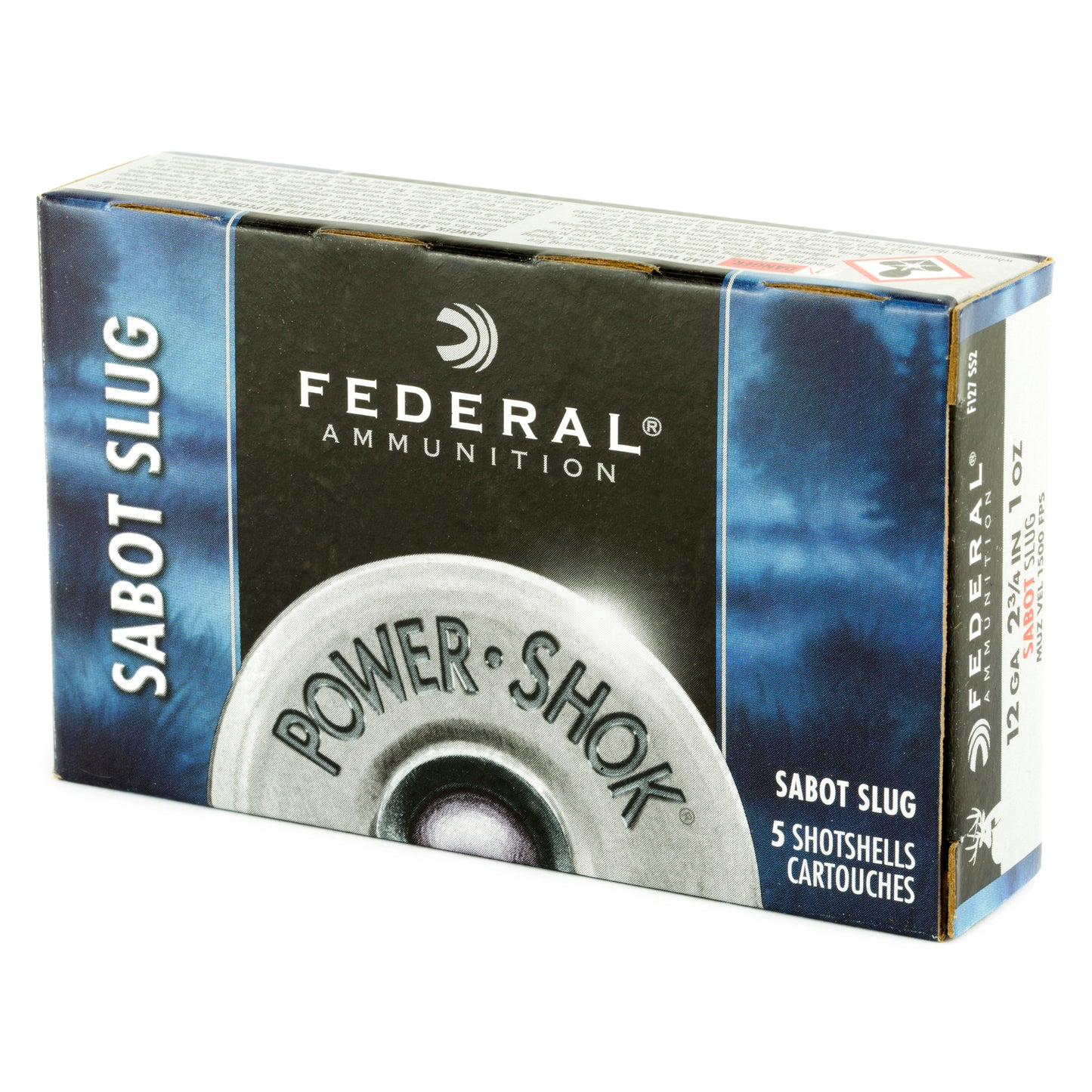 Federal, PowerShok, 12 Gauge, 2.75", Max Dram, 1oz, Sabot Slug, Hollow Point (5 Round Box)