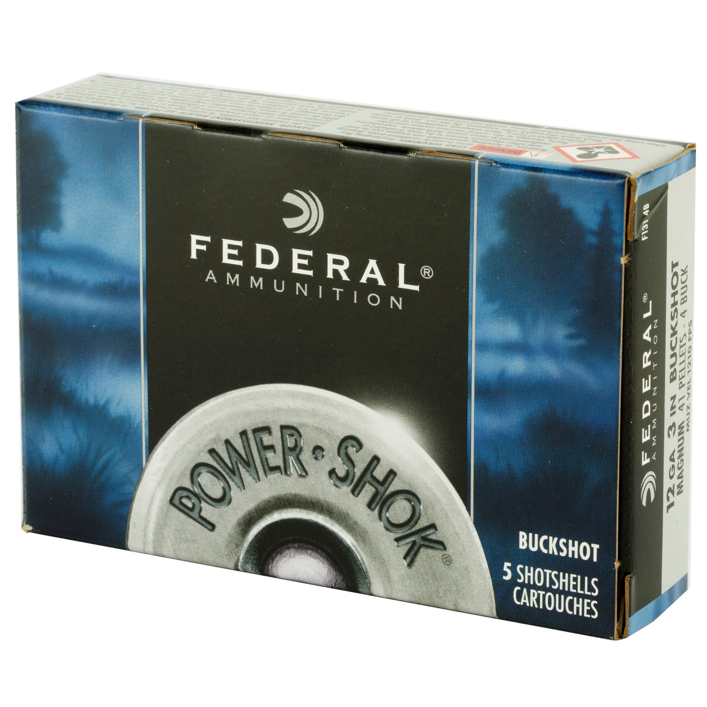 Federal, PowerShok, 12 Gauge, 3", 4 Buck, Mag Dram, Buckshot, 41 Pellets (5 Round Box)