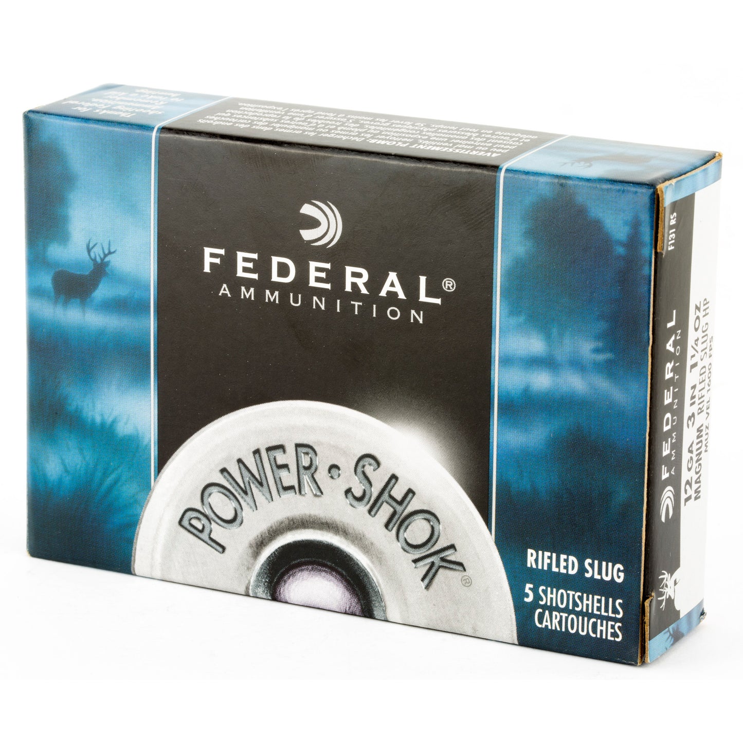 Federal, PowerShok, 12 Gauge, 3", Mag Dram, 1.25oz, Rifled Slug, Hollow Point (5 Round Box)