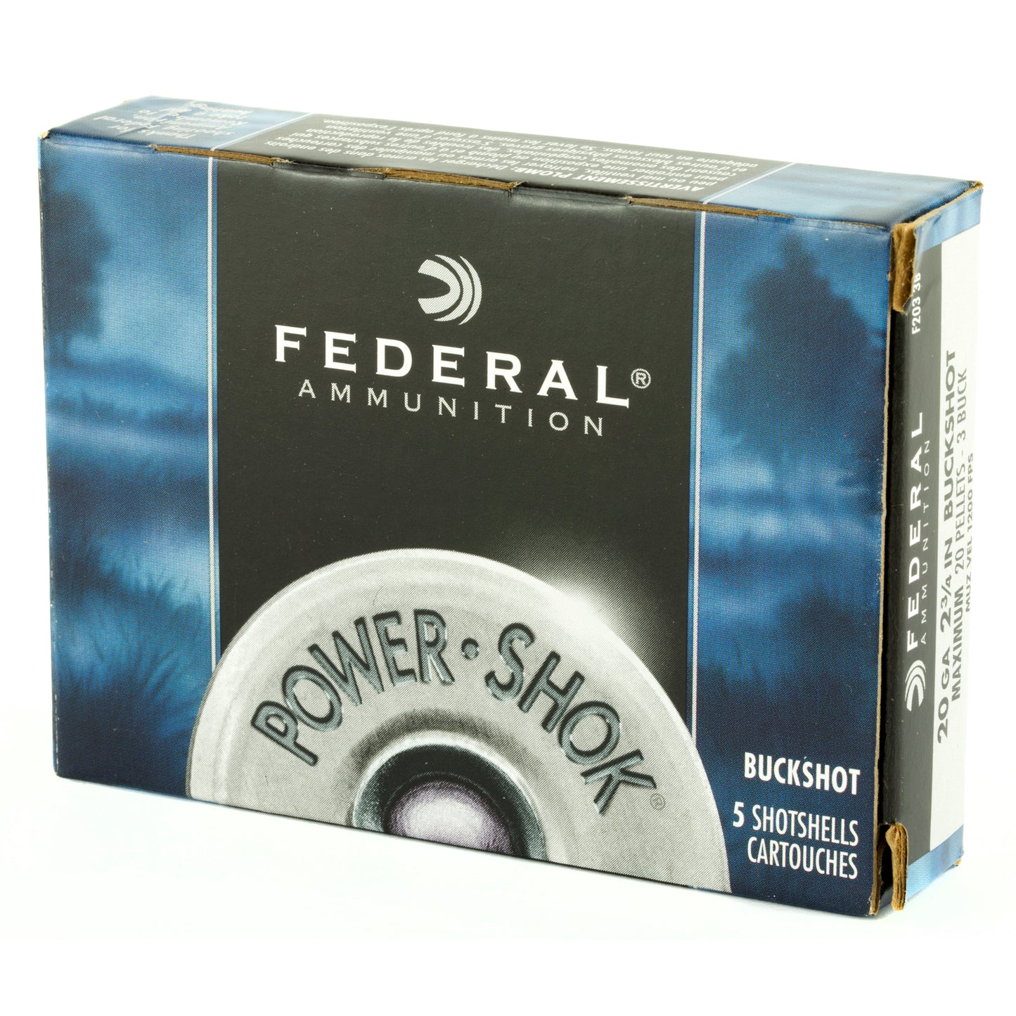 Federal, PowerShok, 20 Gauge, 2.75", 3 Buck, Max Dram, Buckshot, 20 Pellets (5 Round Box)