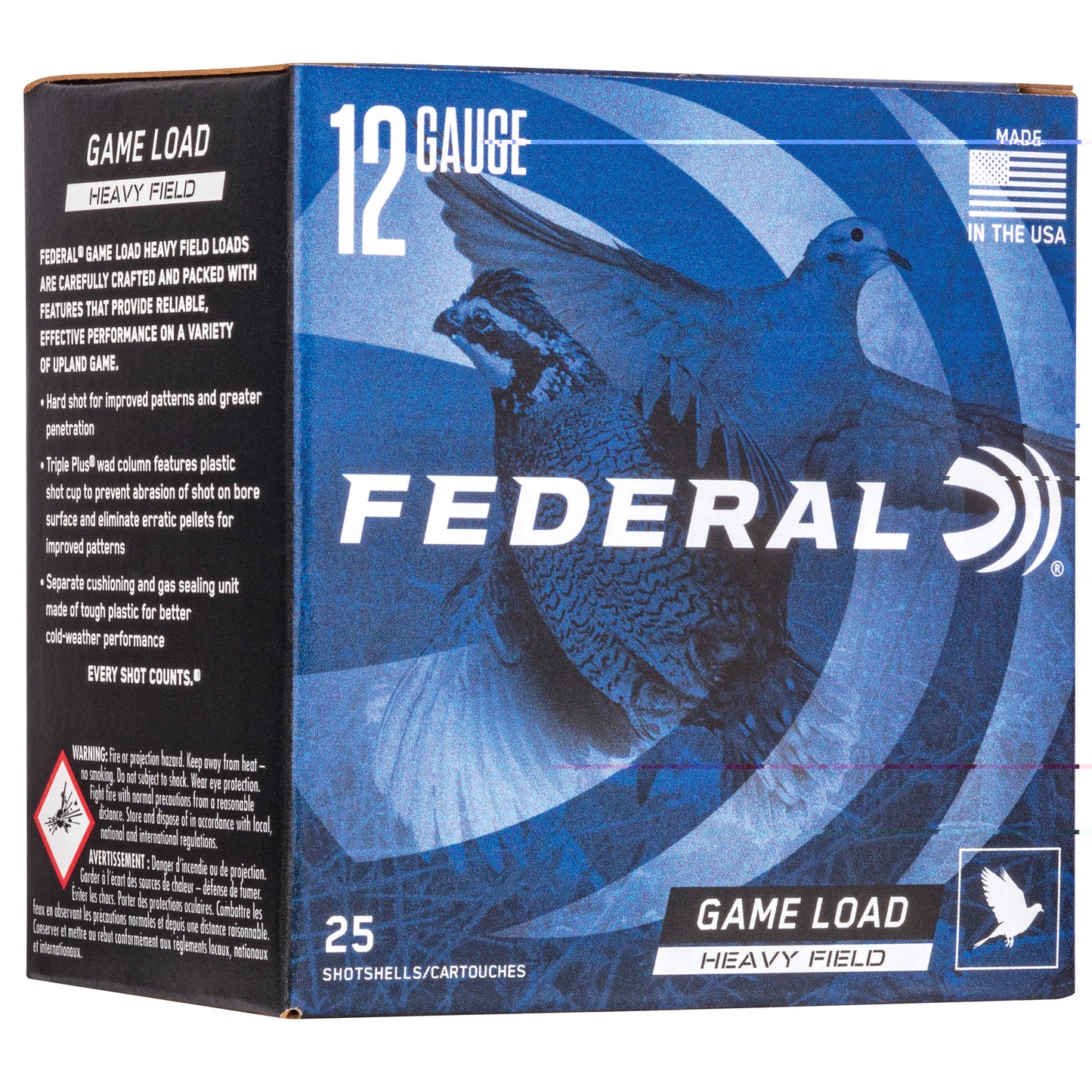 Federal, Game Load, Heavy Field, 12 Gauge 2.75", #6, 1 1/8 oz, Lead (25 Round Box)