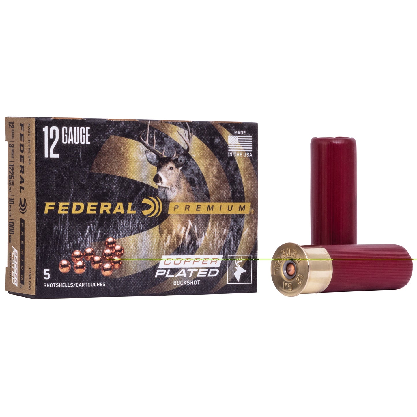 Federal, Premium, Vital Shok, 12 Gauge 3", 3 Buck, 1 1/2oz, Buckshot, 10 Pellets (5 Round Box)