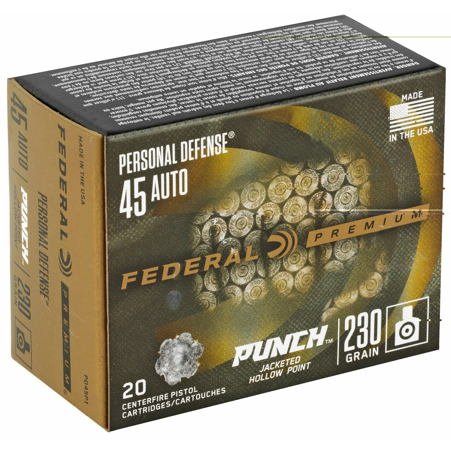 Federal, Punch, 45 ACP, 230 Grain | JHP | (20 Round Box)