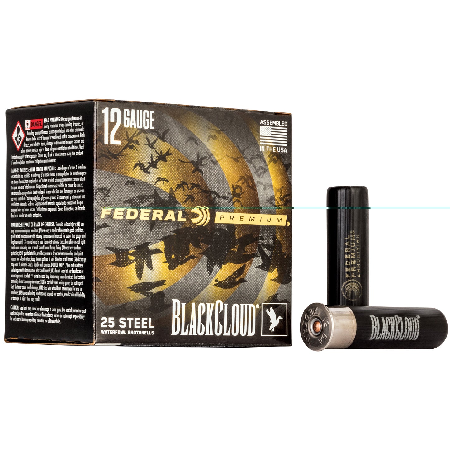 Federal, Premium, Black Cloud FS Steel with Flightcontrol Flex Wad, 12 Gauge 3.5", #2, 1 1/2oz, Steel Shot (25 Round Box)