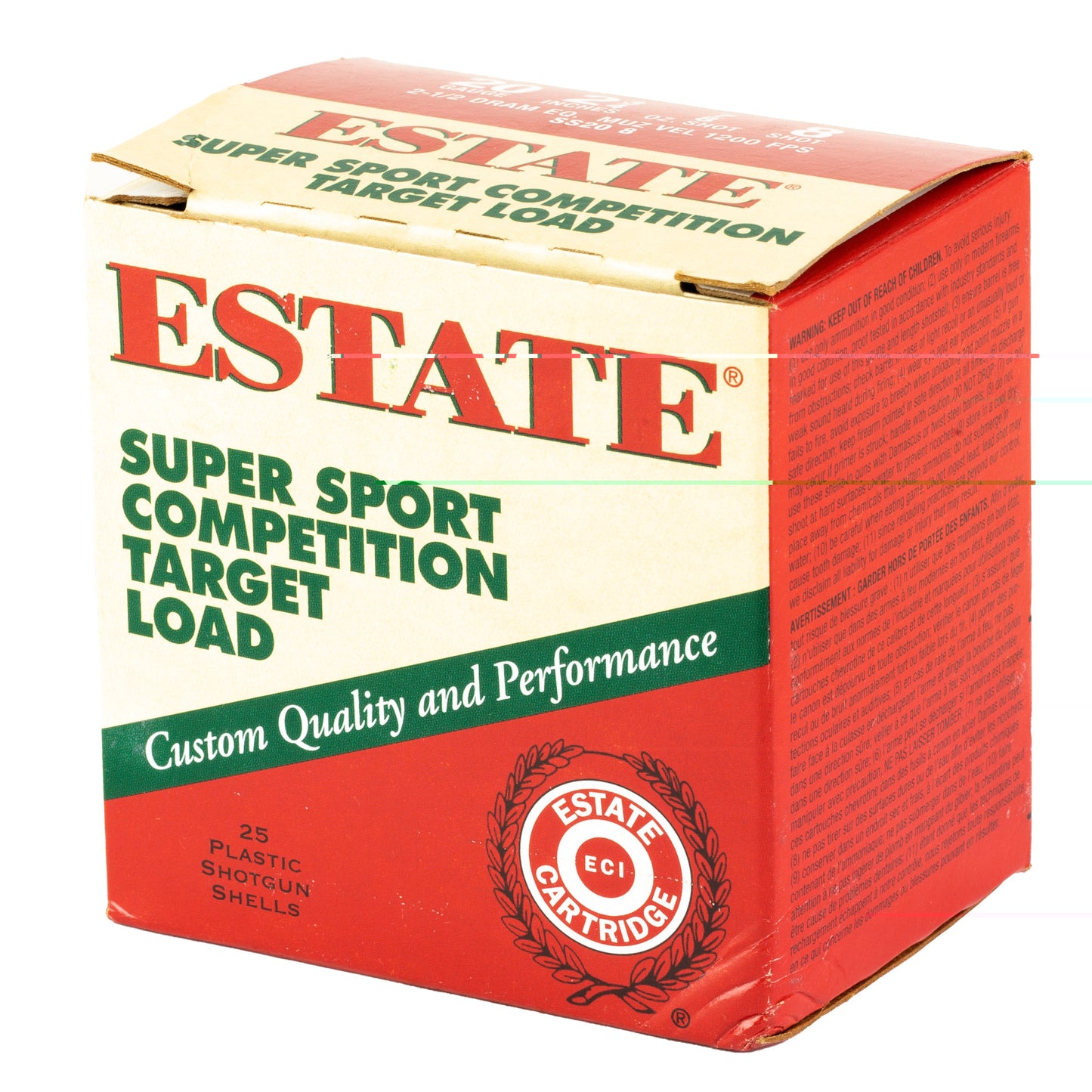Federal, Estate, Super Sport, 20 Gauge 2.75", #8, 7/8 oz (25 Round Box)