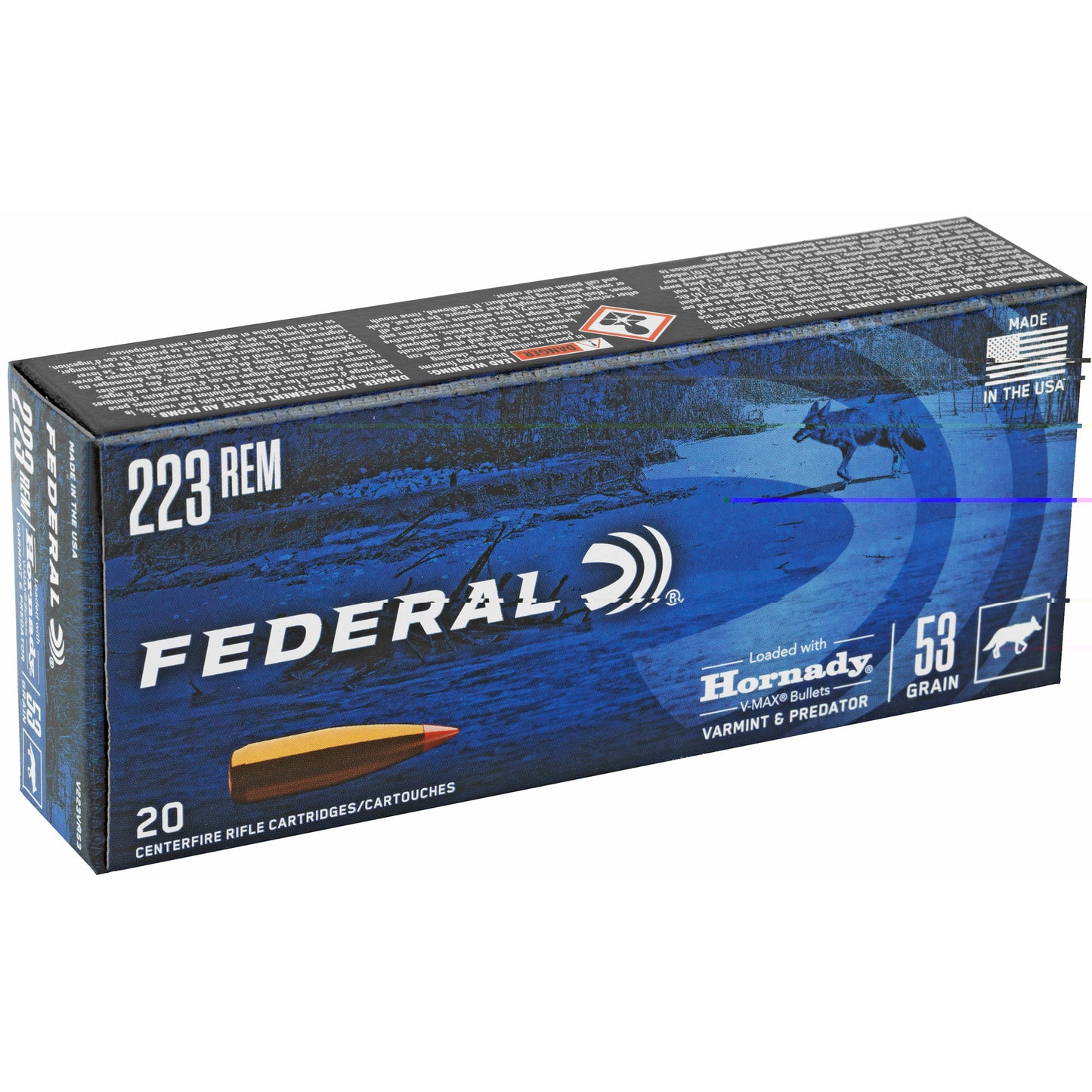 Federal, Varmint and Predator, V-Max, .223 Remington, 53 Grain (20 Round Box)